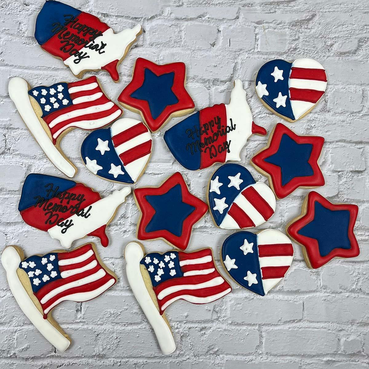 Iced Memorial Day Sugar Cookie Gift Set - 12 Pack by Elegant Desserts