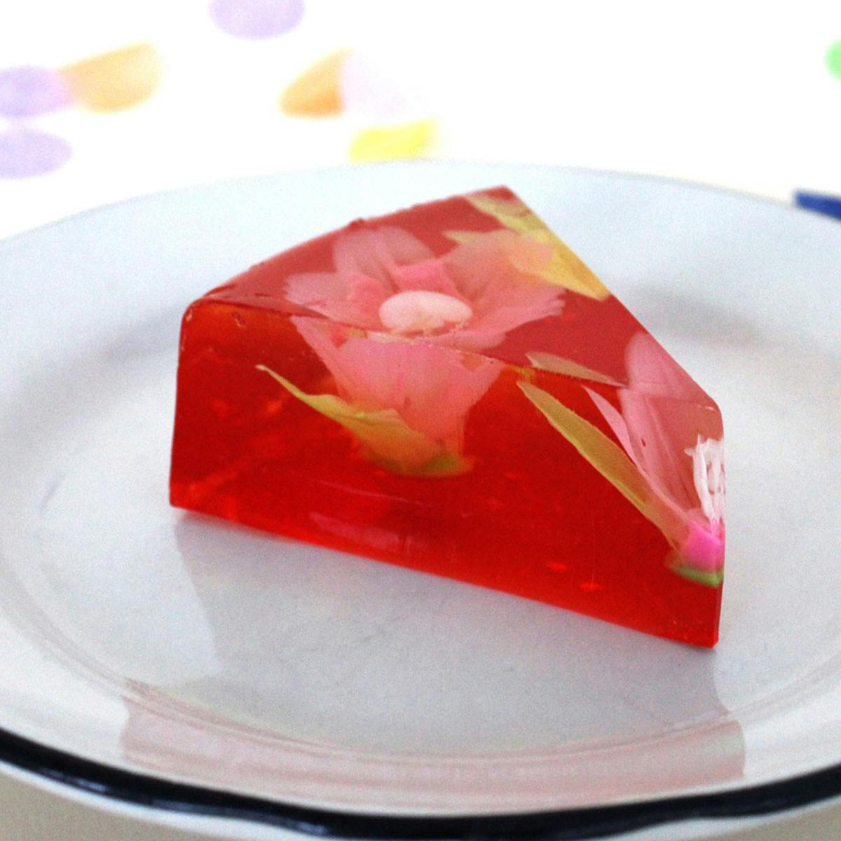 Tasty strawberry jelly cake with fluffy cream layer. Cake with jelly on top  Stock Photo - Alamy