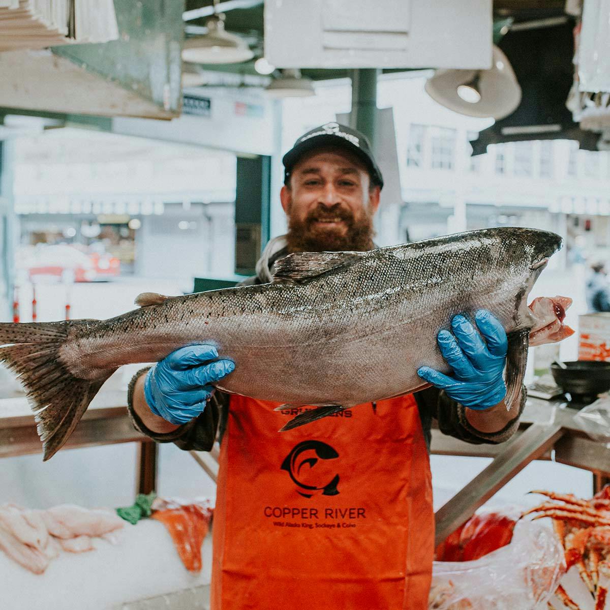 Copper River King Salmon - Whole Fish, Fresh, Wild by Pike Place Fish  Market - Goldbelly