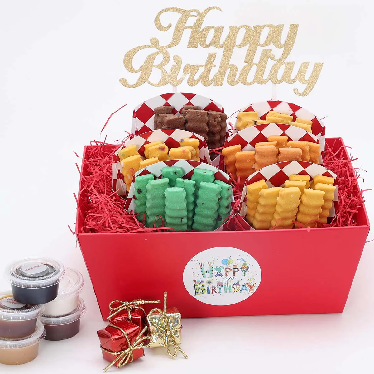 The Cookie Joint - "Happy Birthday" Cookie Fries Gift Basket - 6 Cartons