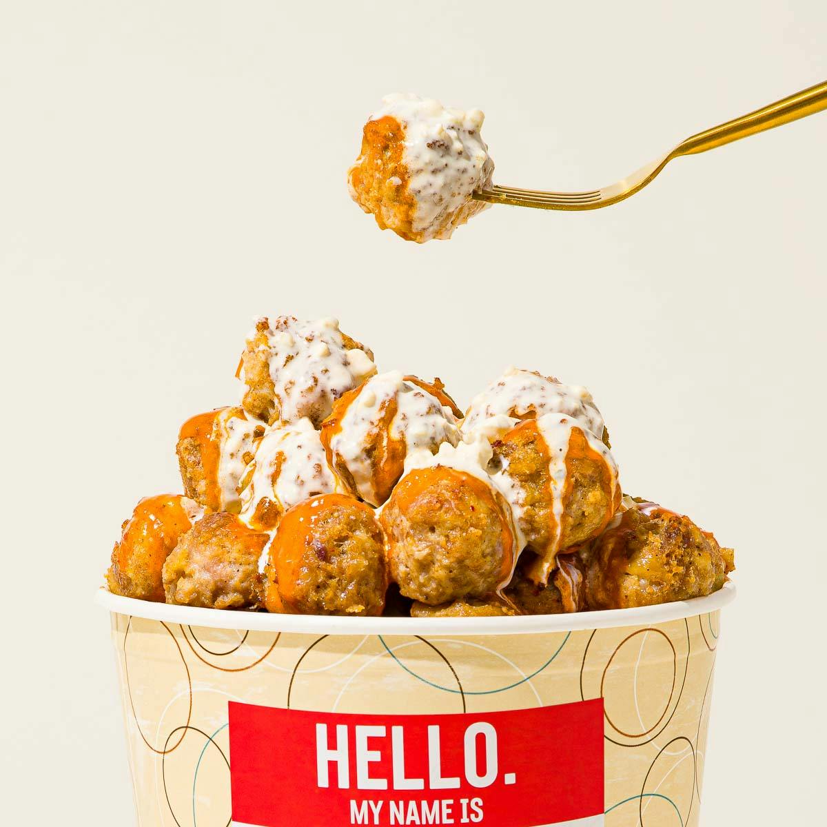 Bucket of B'alls Party Pack - Gluten Free Mini Buff Balls by The Meatball Shop - Alternate image 3