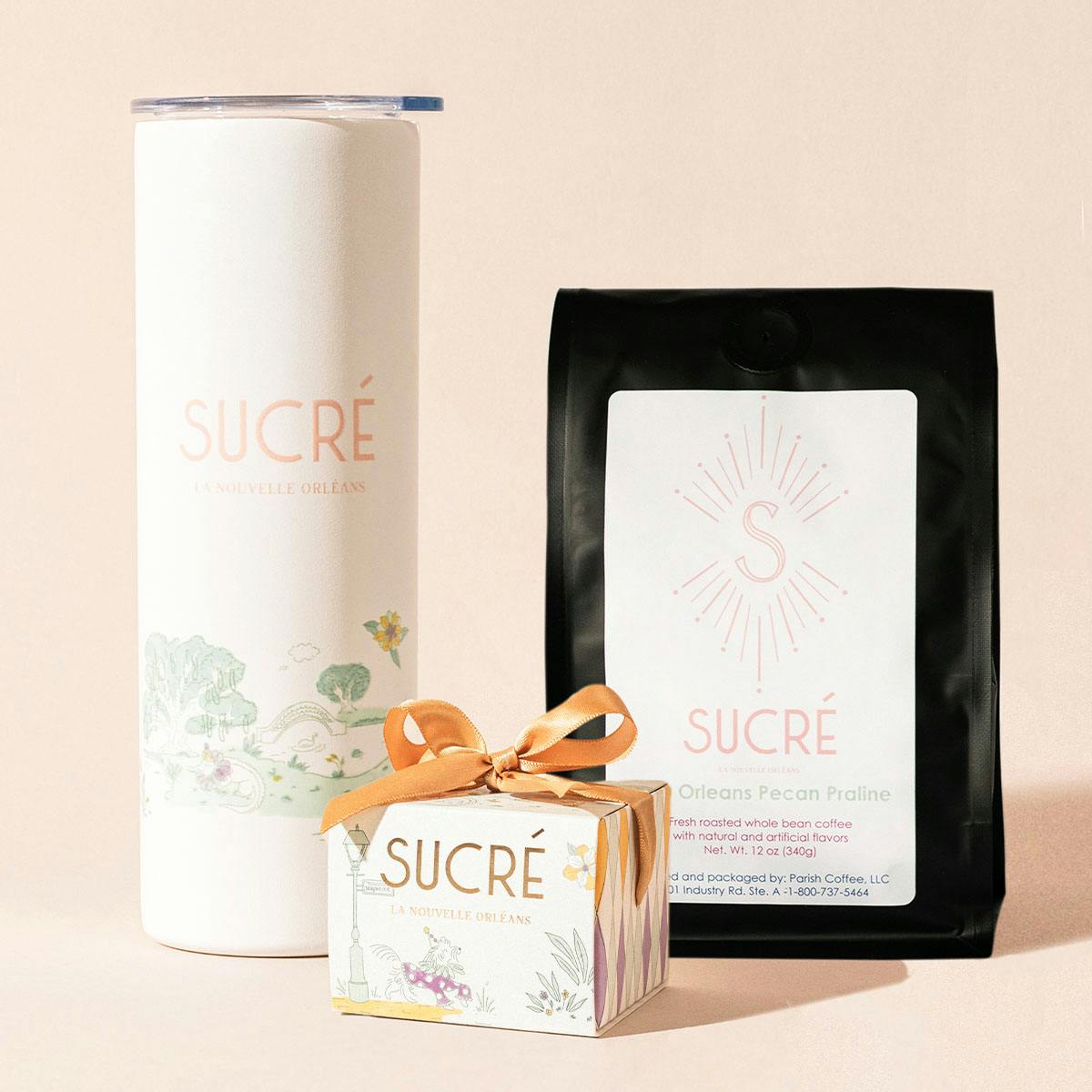Mardi Gras Tumbler + Macarons + Coffee by Sucré