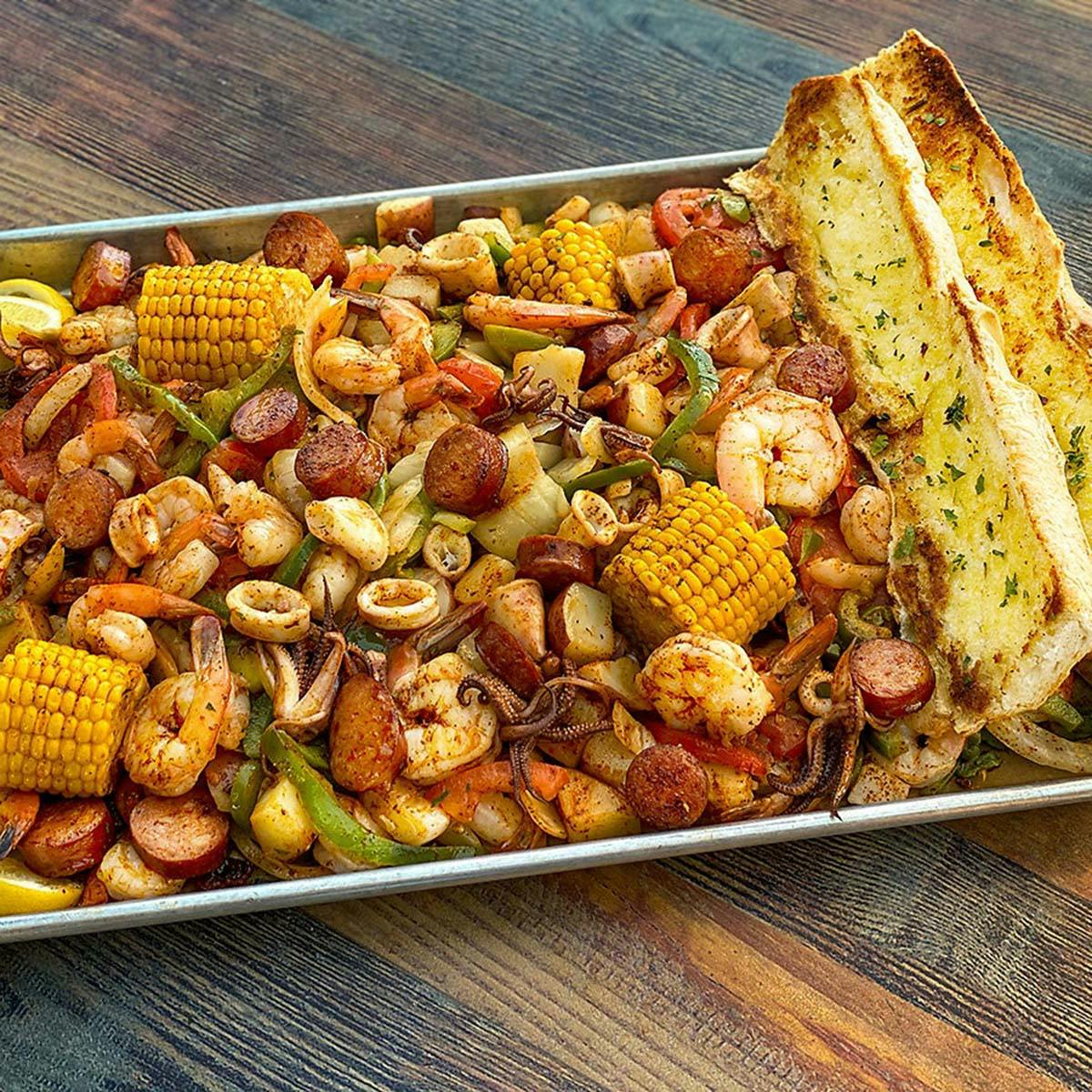 Surf & Sausage Tray for 4-6 by San Pedro Fish Market