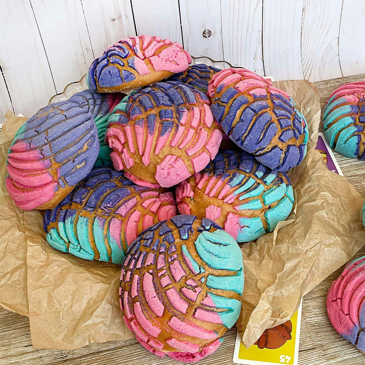 "UniConcha" Rainbow Sweet Bread - 12 Pack by El Bolillo Bakery - Alternate image 2
