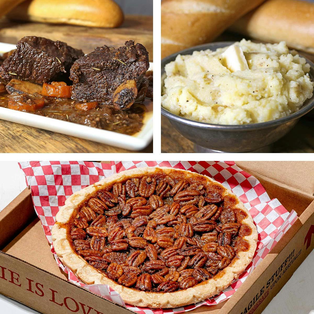 Short Ribs + Mashed Potatoes Dinner Kit + Pie for 4 by Royers Round Top Café Pies
