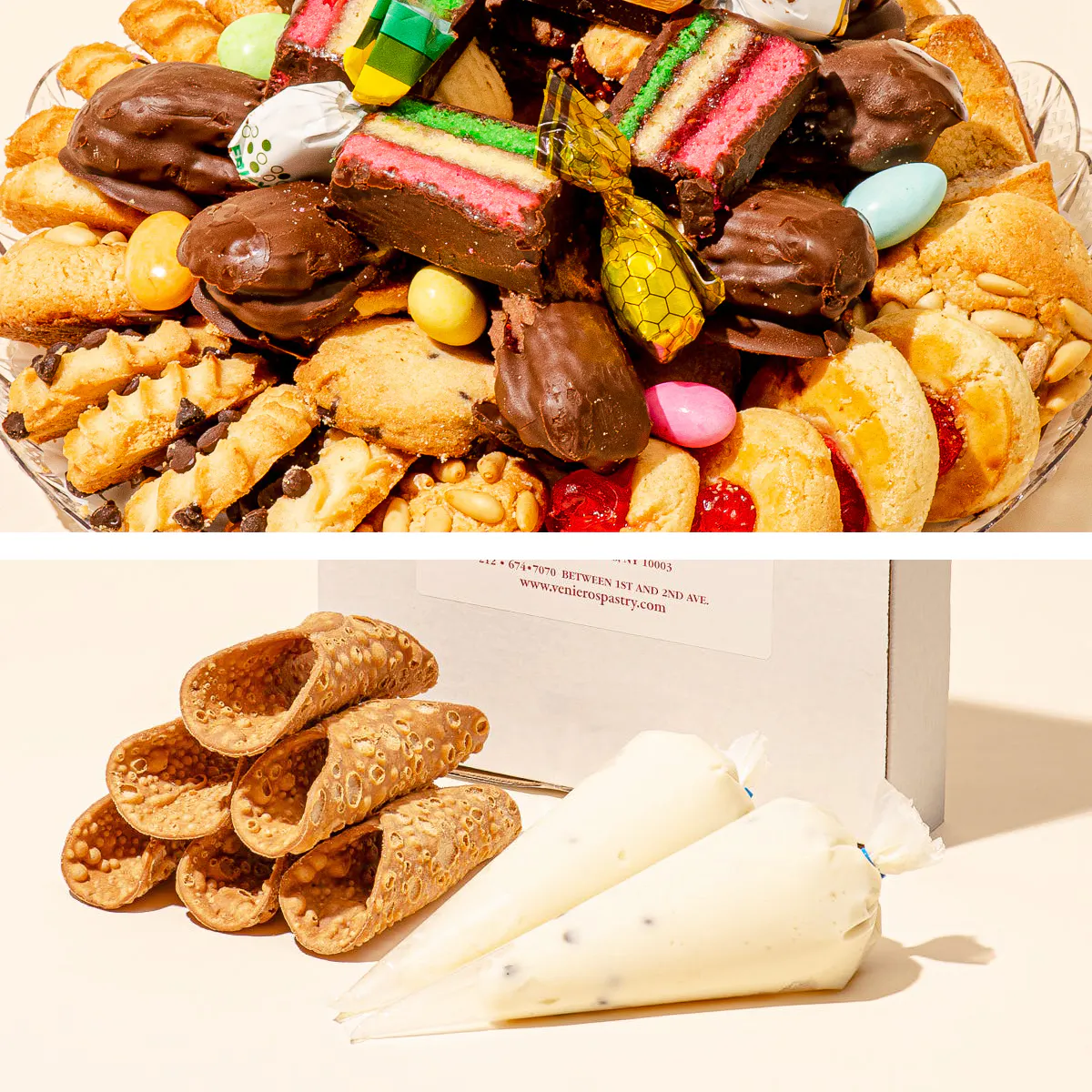 Veniero's - Cannoli Kit (6 Pack) + Assorted Cookie Tray (2 Lbs.) Combo