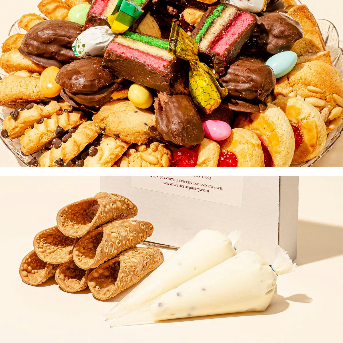 Cannoli Kit (6 Pack) + Assorted Cookie Tray (2 Lbs.) Combo by Veniero's