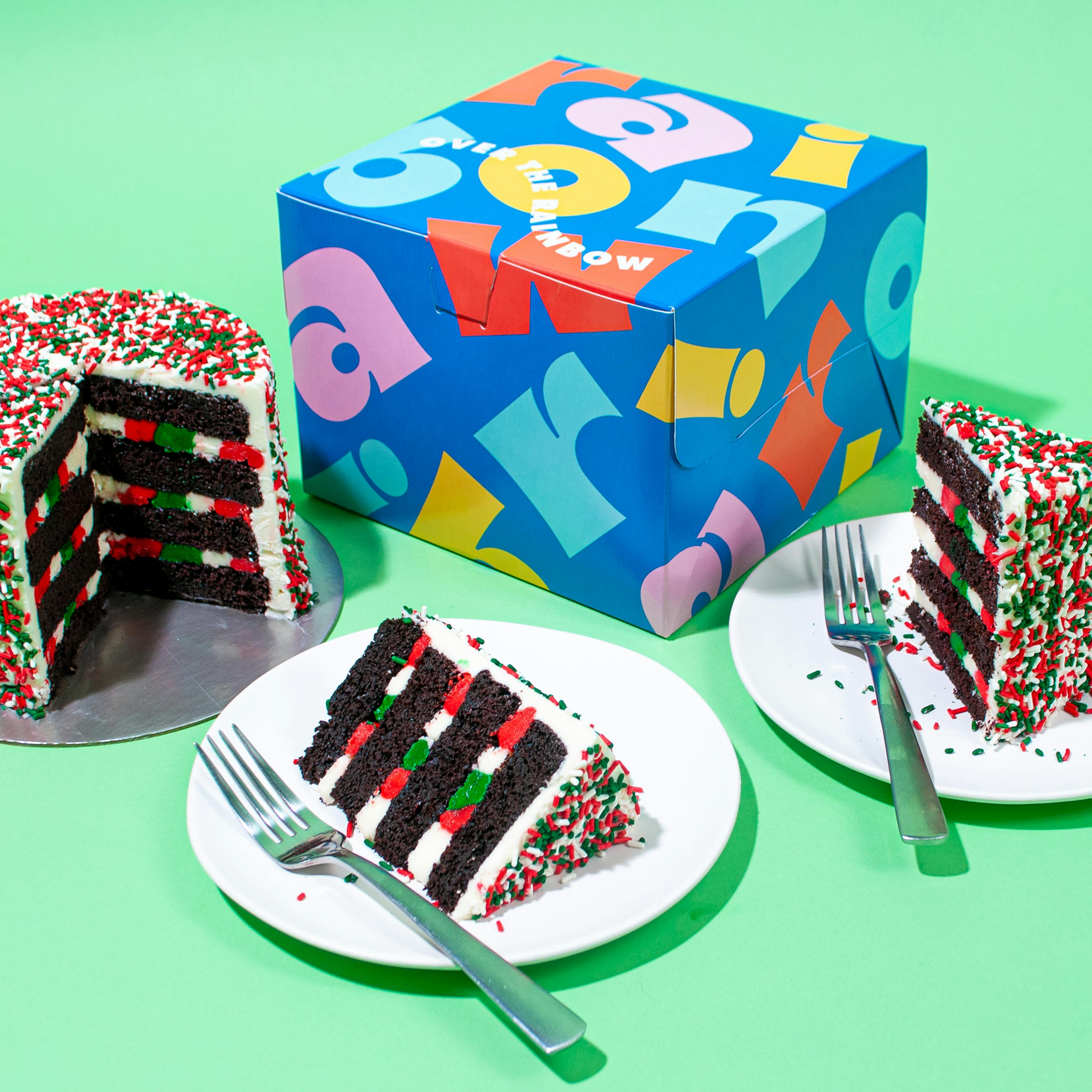 Christmas Chocolate 4-Layer Rainbow Cake by Over the Rainbow Cakes - Alternate image 2