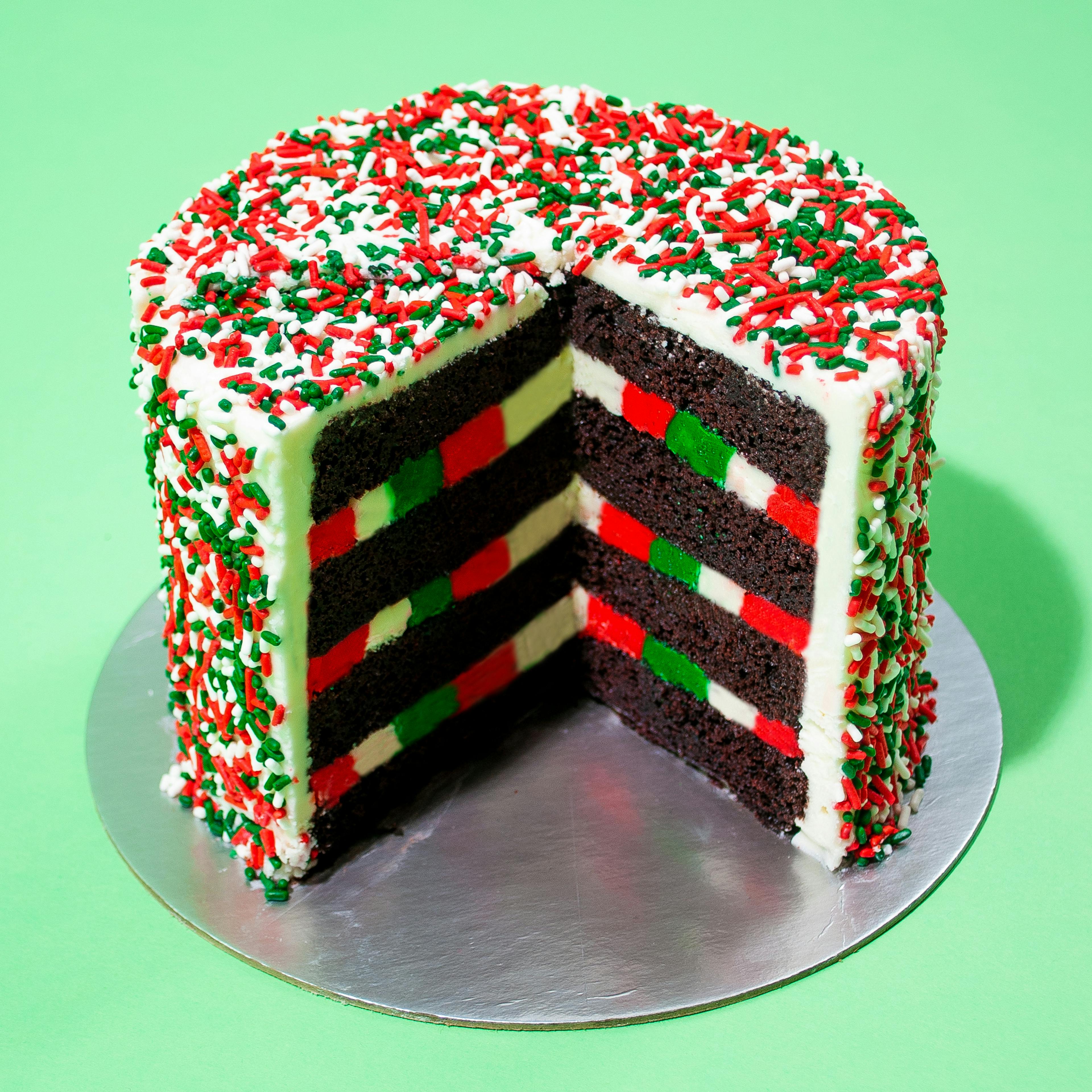 Christmas Chocolate 4-Layer Rainbow Cake by Over the Rainbow Cakes - Alternate image 1