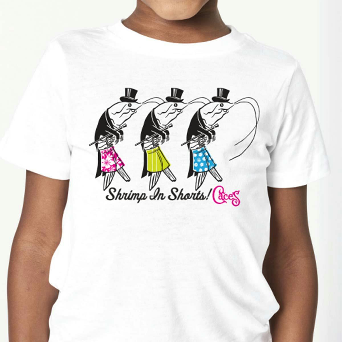 Mr. Shrimp in Shorts T-Shirt by Johnny Cace's