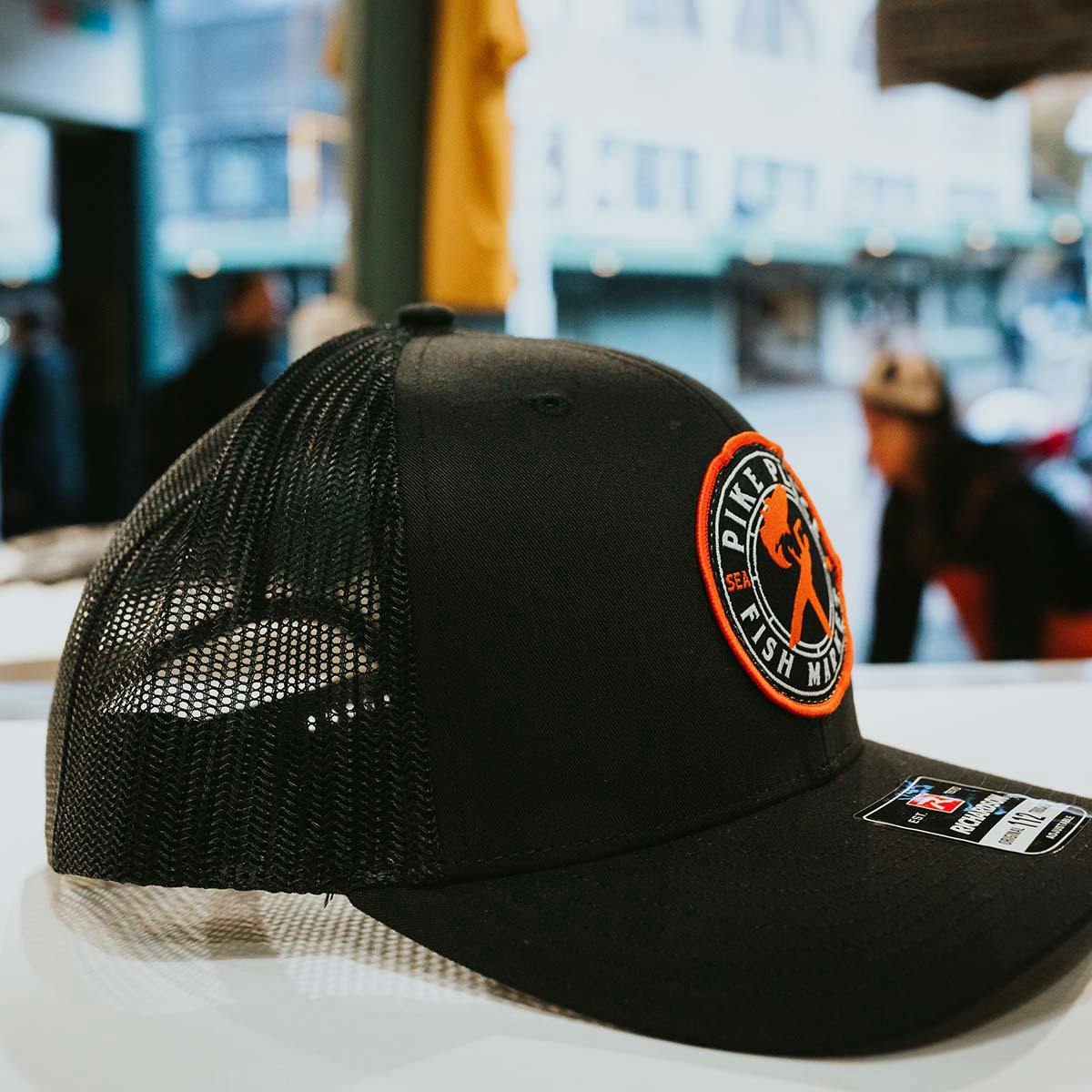 Black Mesh Curved Bill Hat by Pike Place Fish Market - Alternate image 1