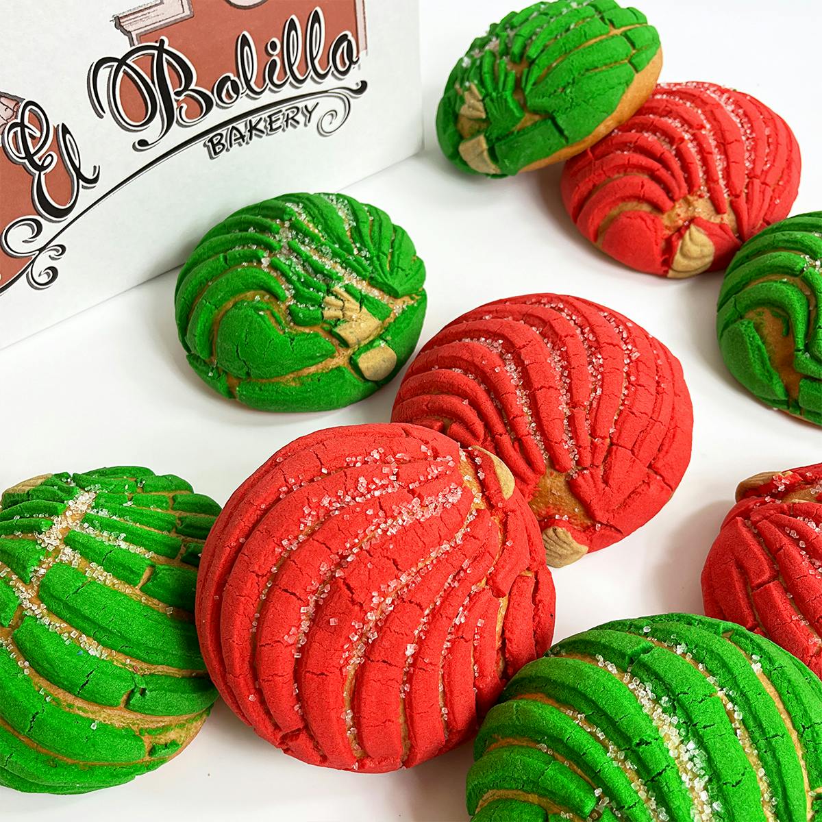 Christmas "Concha" Sweet Bread - 12 Pack by El Bolillo Bakery