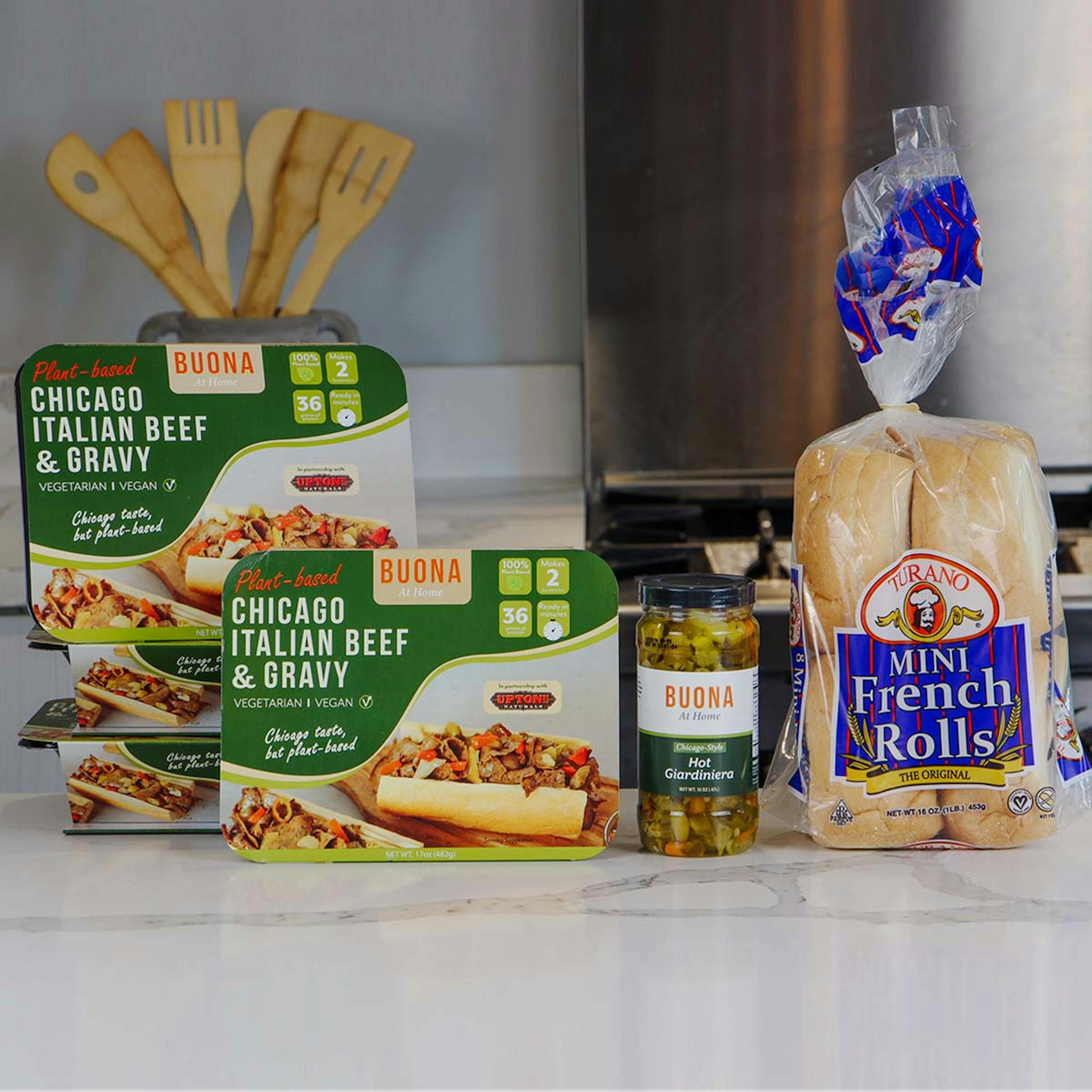 Vegan Italian "Beefless" Sandwich Kit - 8 Pack by Buona Italian Beef