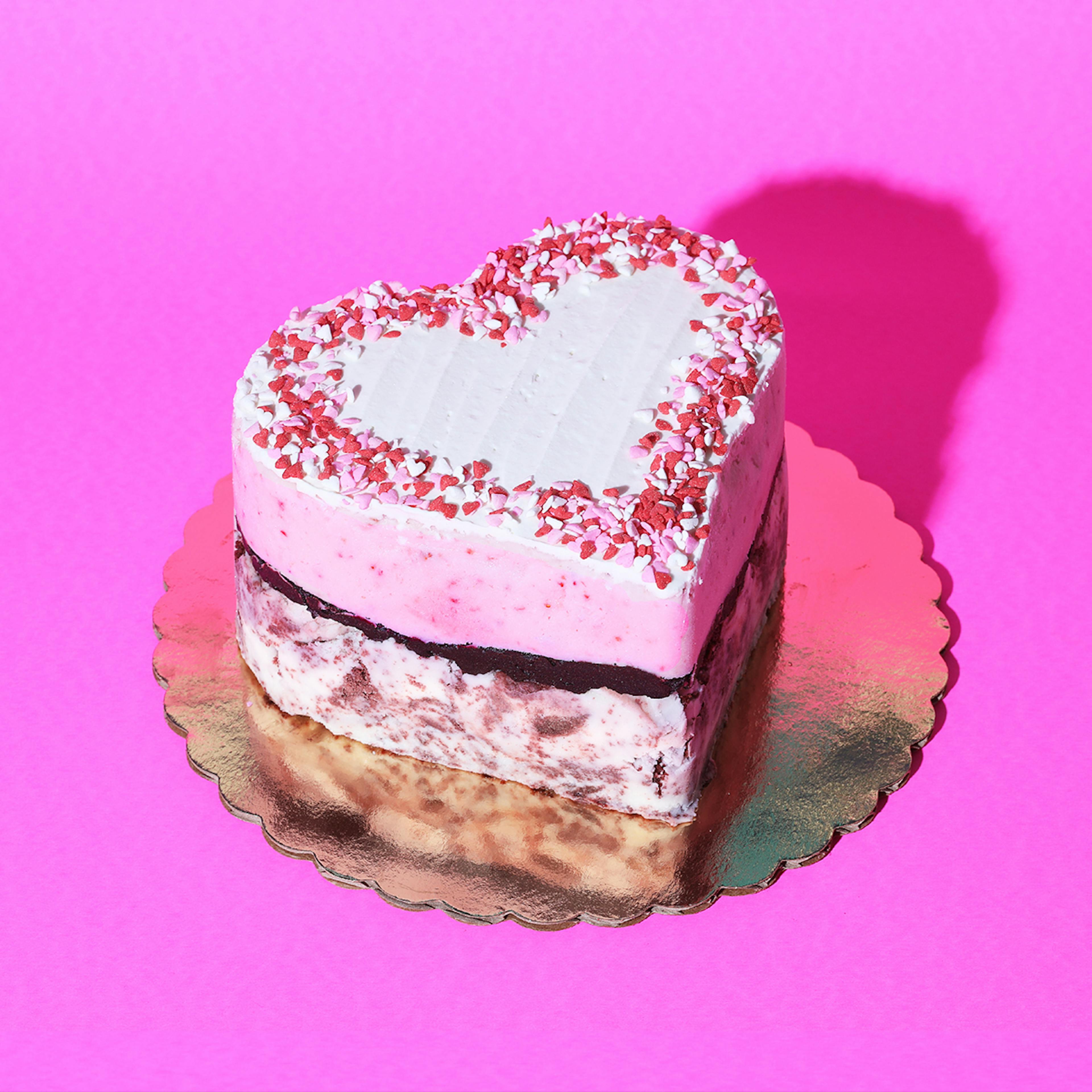 Strawberry & Red Velvet Valentine's Ice Cream Cake by Davey's Ice Cream