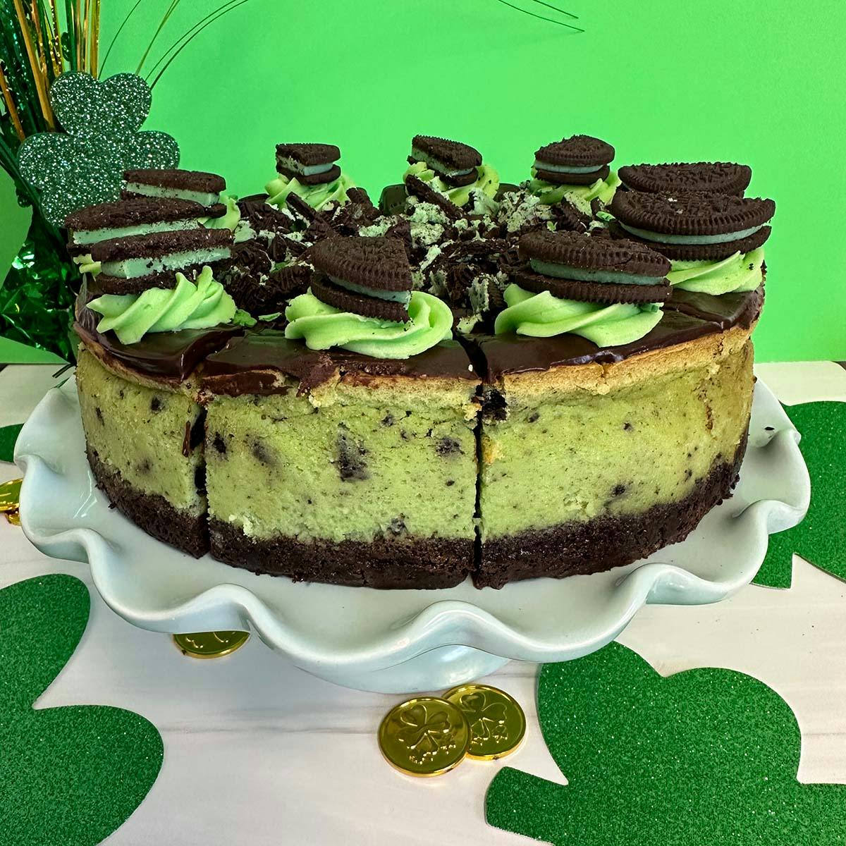 St. Patrick's Day "Minty Mistress" Mint Oreo Cheesecake by East Side Cheesecakes