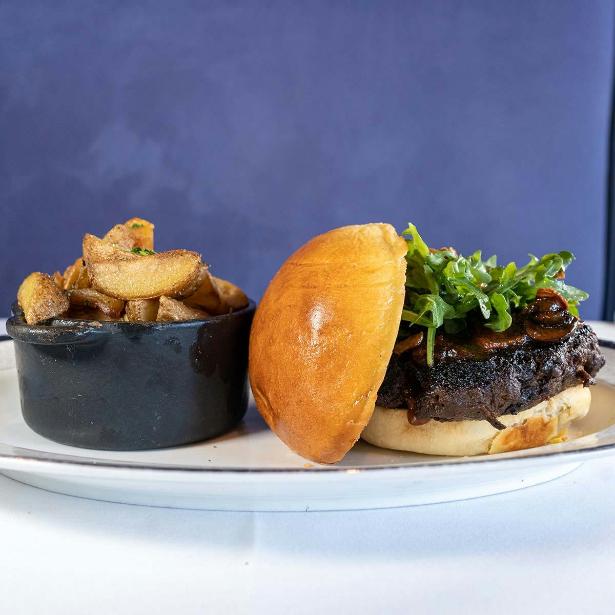 Filet Mignon Burger with Sauce Diane + Duck Fat Potatoes Kit for 4 by Edwin's Restaurant