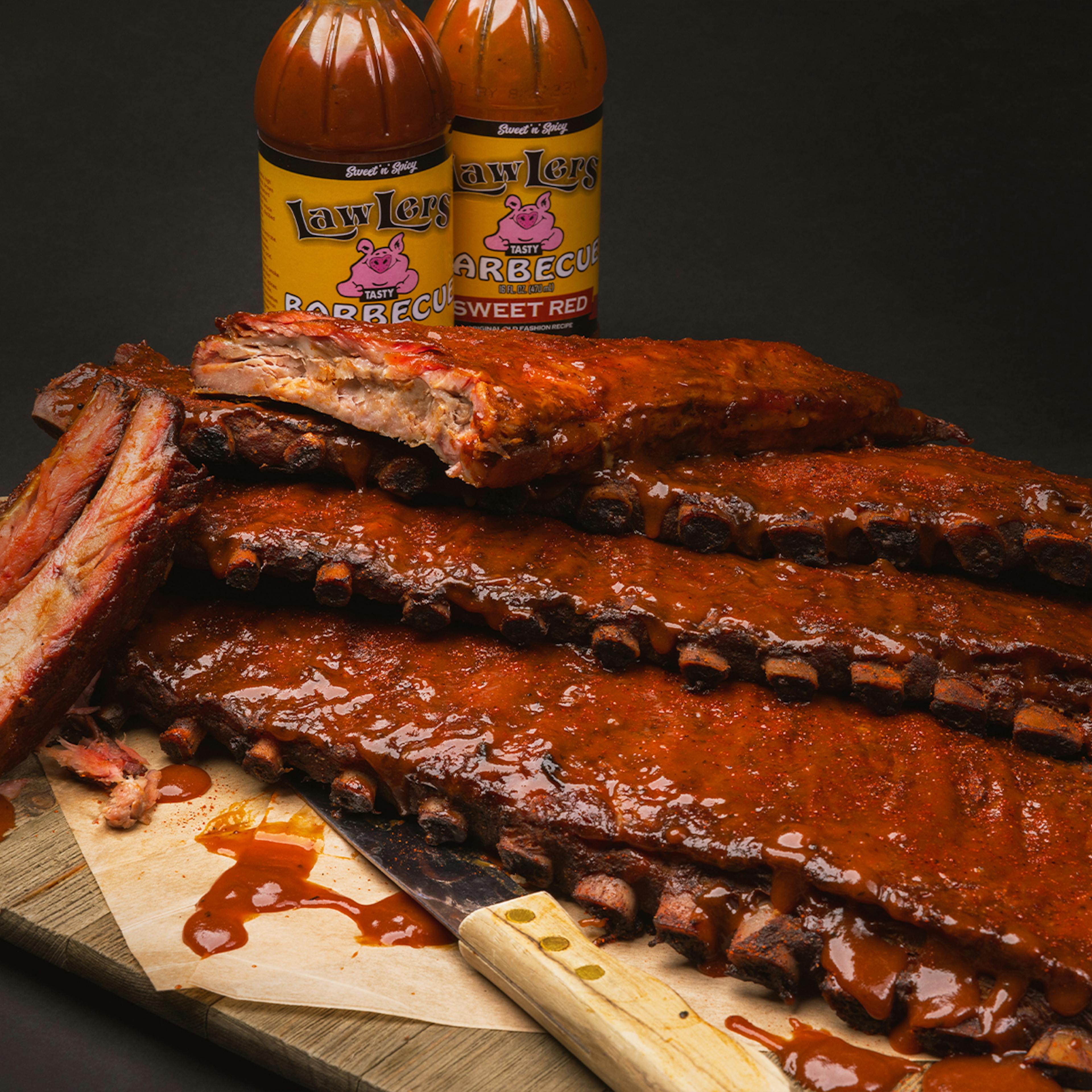 Hickory-Smoked Spare Ribs - 4 Racks by LawLers Barbecue