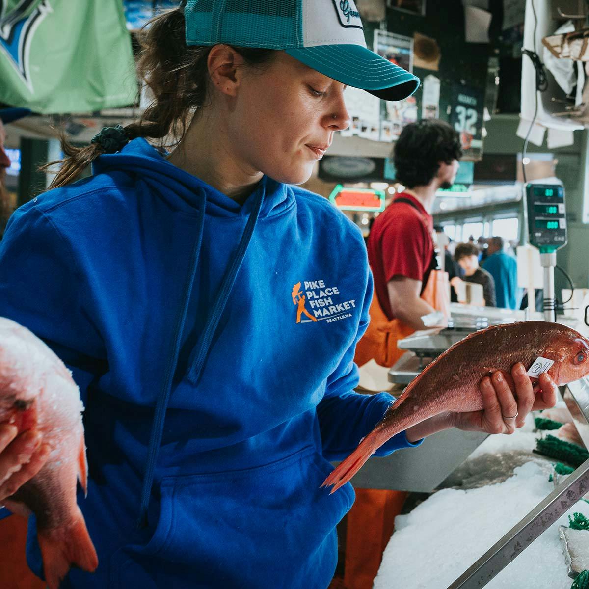 Limited Edition Blue Pike Place Fish Market Hoodie by Pike Place Fish Market - Alternate image 2