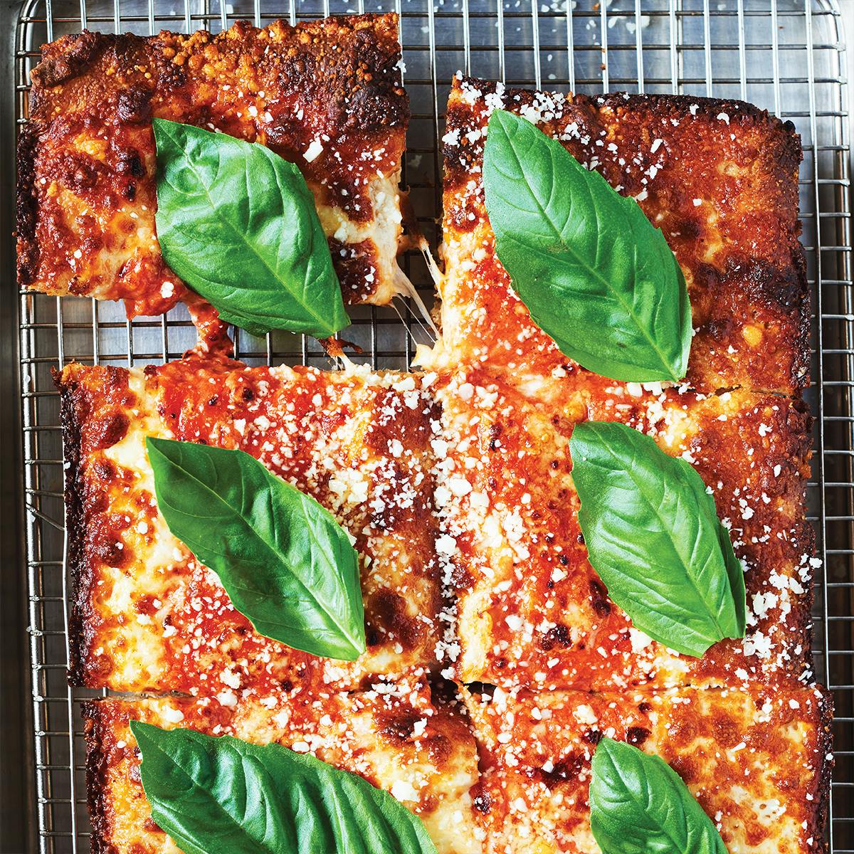 Detroit-Style Pizza: Thick, pillowy, & so cheesy! -Baking a Moment