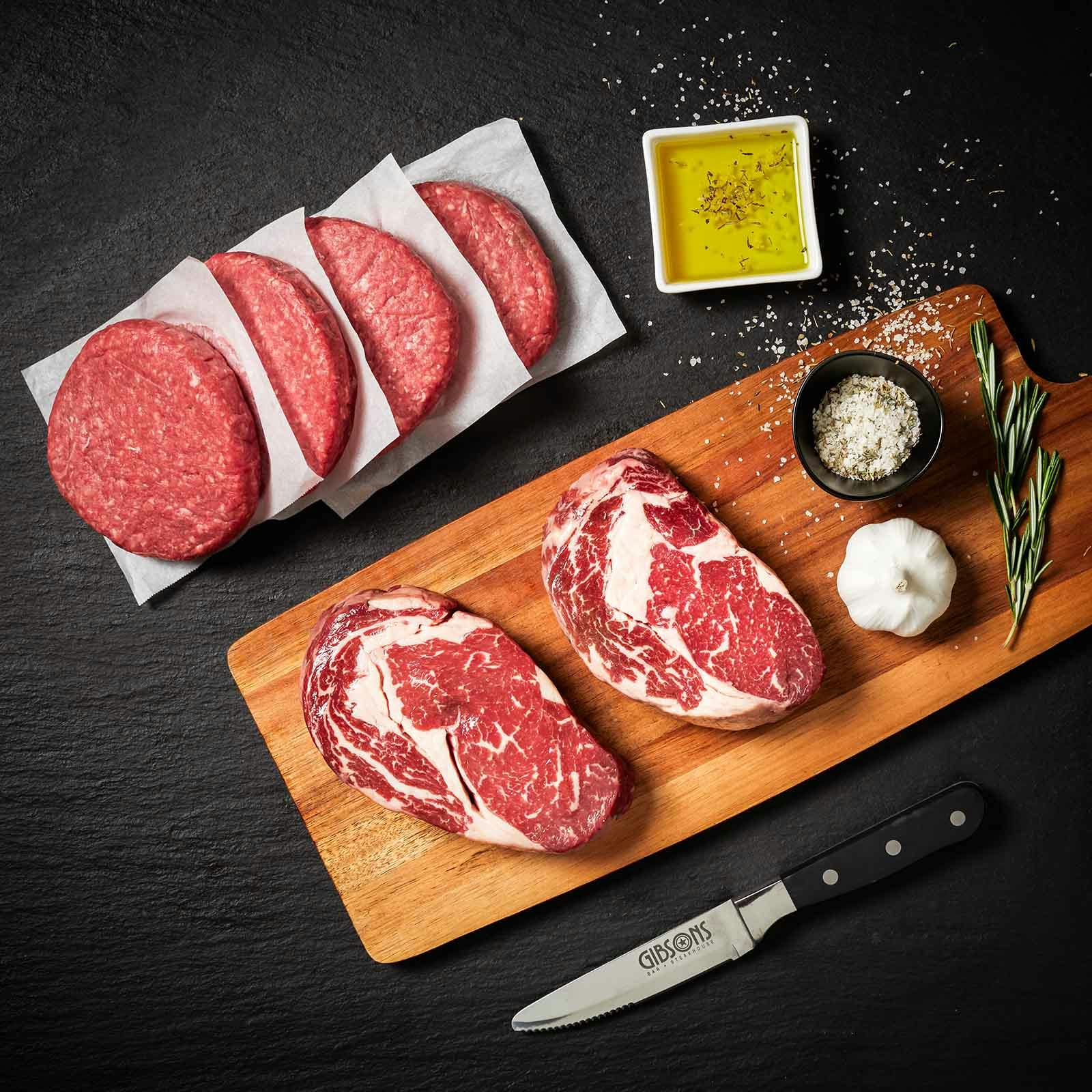 75-Day Wet Aged Australian Ribeye + Steak Burgers - 12 Pack by Gibsons Steakhouse