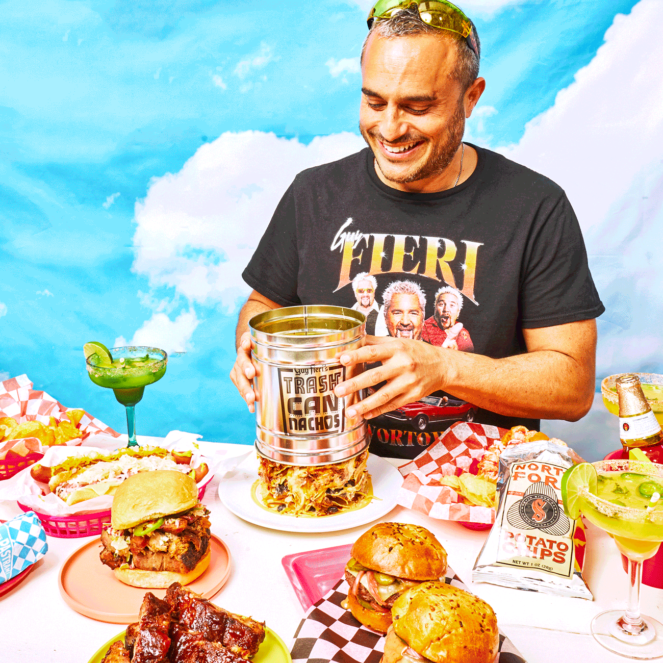 Guy's BBQ Trash Can Nachos + Caliente Margaritas by Guy Fieri