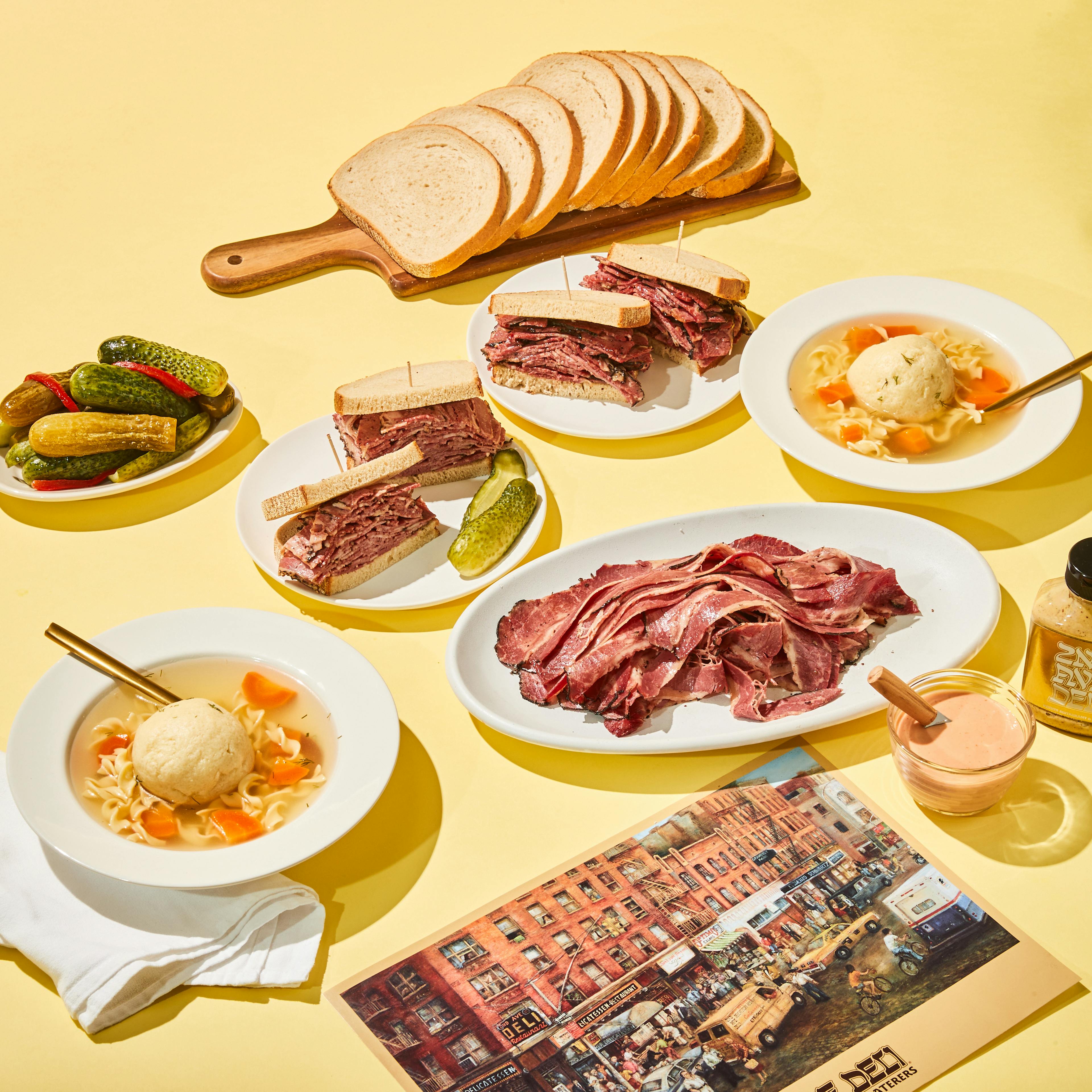 Kosher Pastrami Sandwich Kit + Matzoh Ball Soup for 3-4 by 2nd Ave Deli