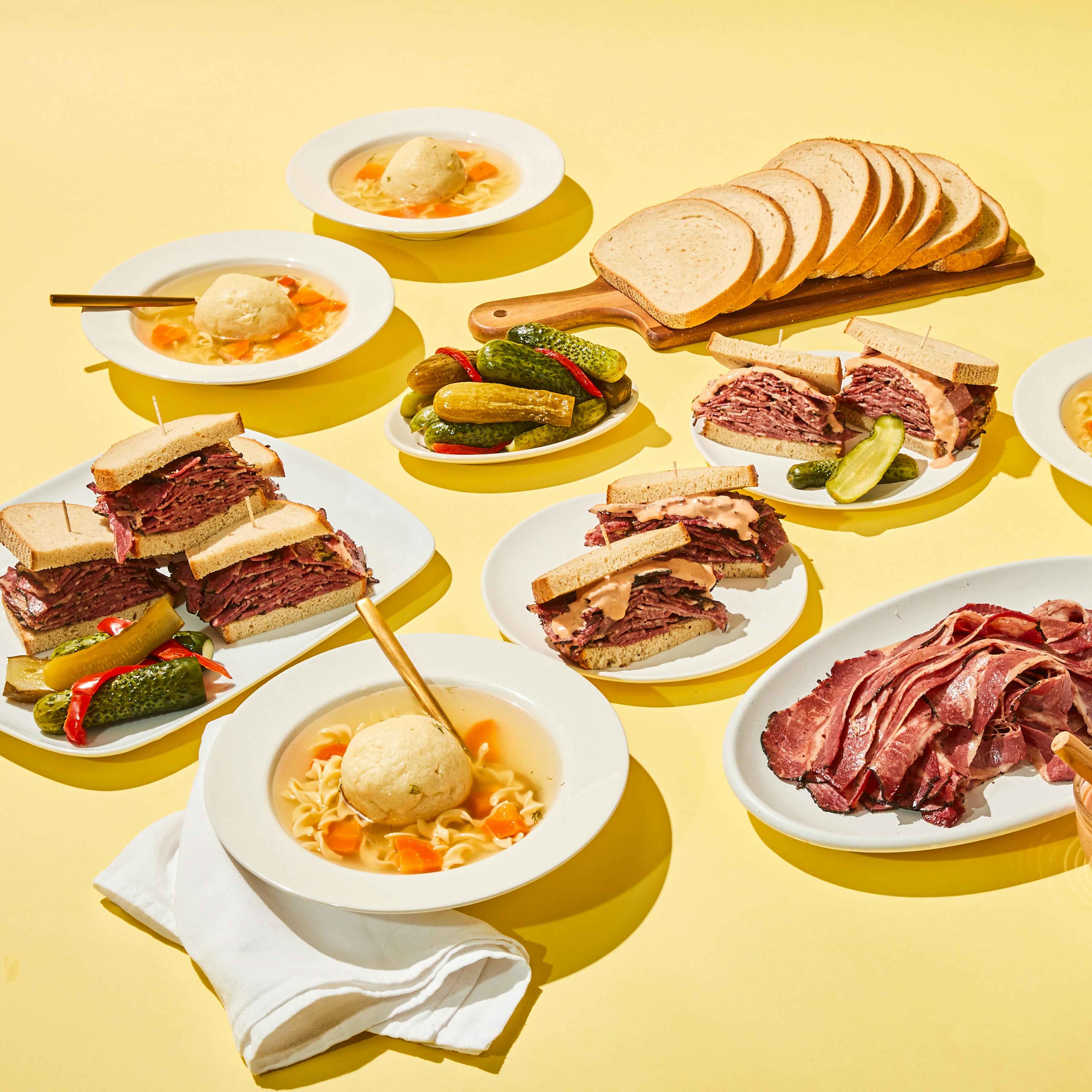 Kosher Pastrami Sandwich Kit + Matzo Ball Soup for 6-8 by 2nd Ave Deli