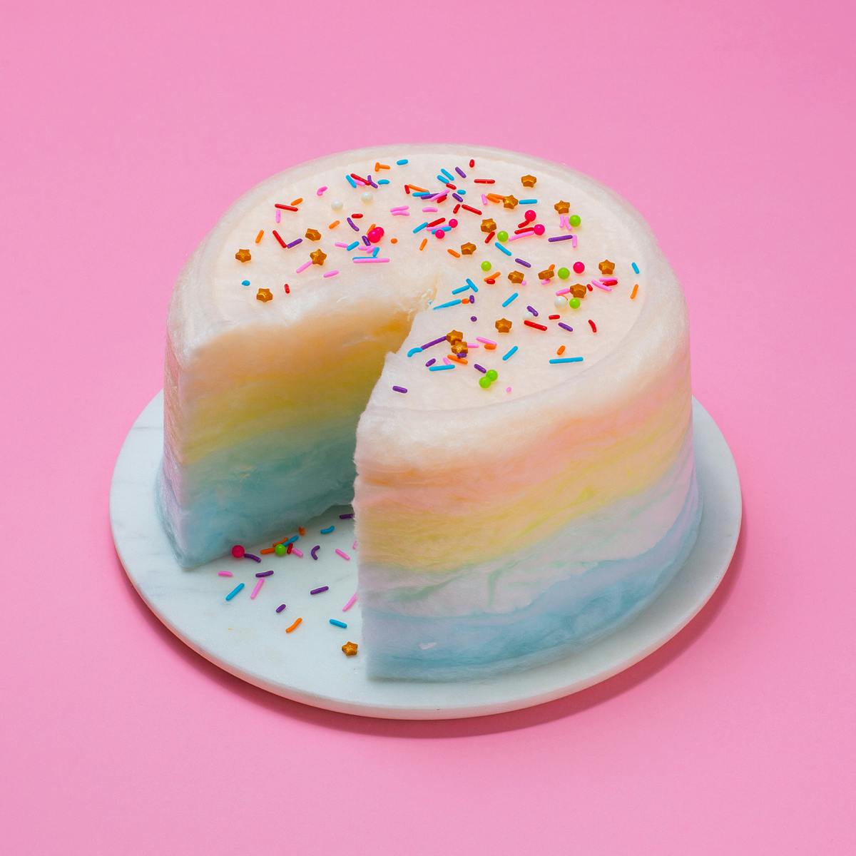 "Hold the Pink" Rainbow Cotton Candy Floof Cake by Floof Cotton Candy Cakes