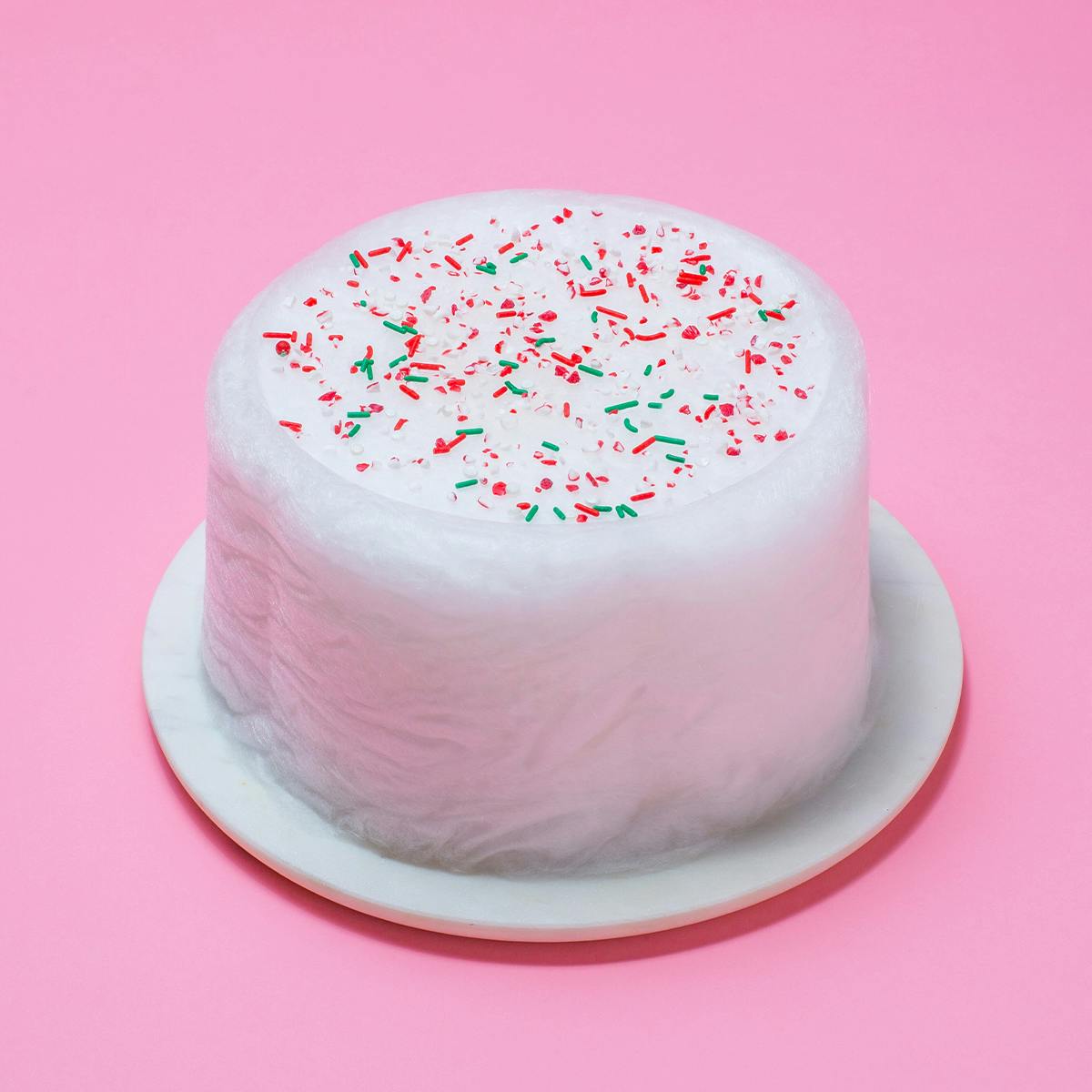 Christmas Peppermint Cotton Candy Floof Cake (Dye Free) by Floof Cotton Candy Cakes