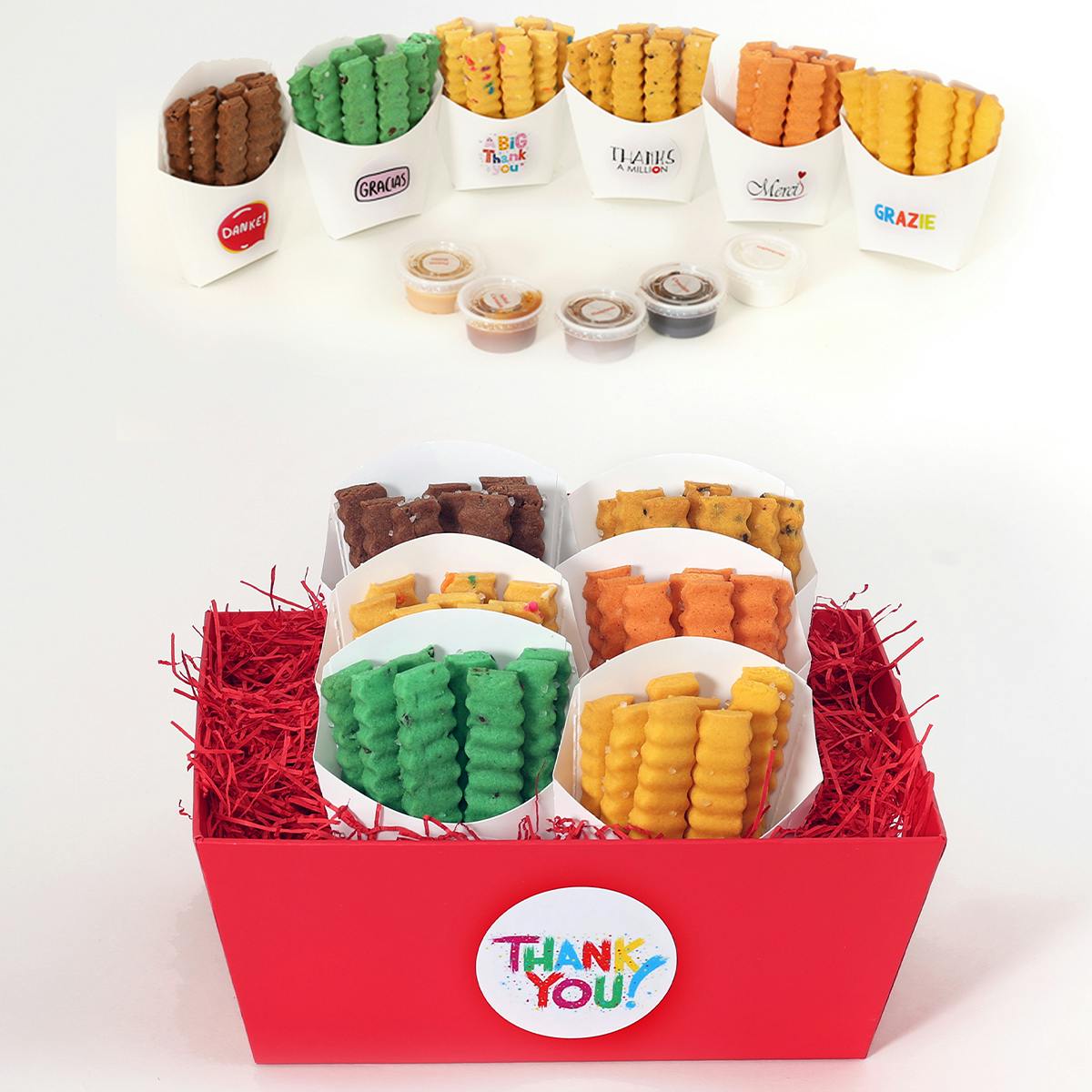 "Thank You" Cookie Fries Gift Basket - 6 Cartons by The Cookie Joint
