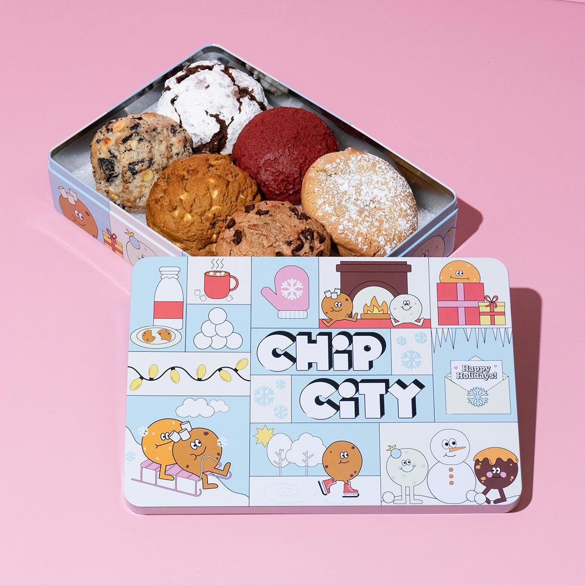 Holiday Jumbo Cookie Gift Tin - 6 Pack by Chip City Cookies