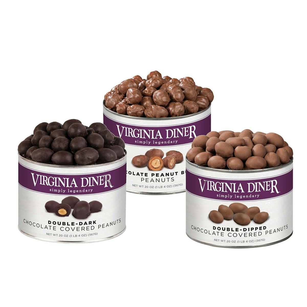 Chocolate Covered Peanuts Sampler - 3 Pack by Virginia Diner