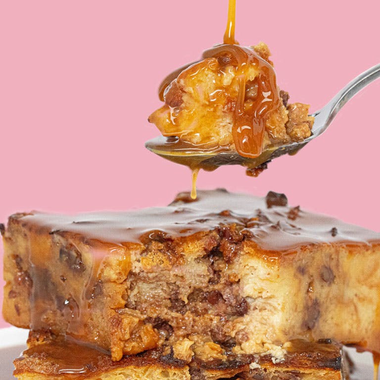 Bourbon Caramel Pecan Bread Pudding Tray by Chef Adrianne Calvo