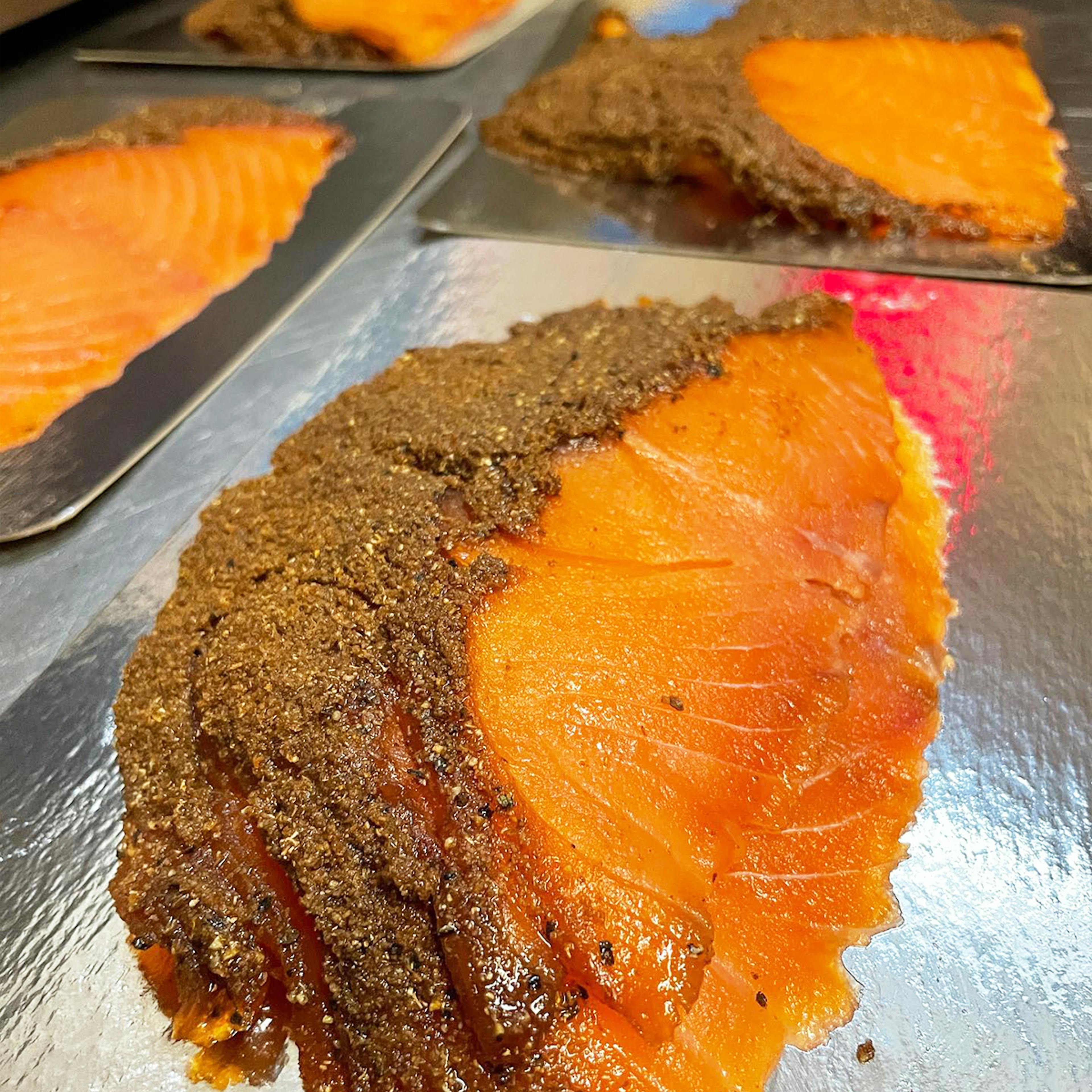 Pastrami Spiced Smoked Salmon - 1 lb. by Water Dog Smoke House