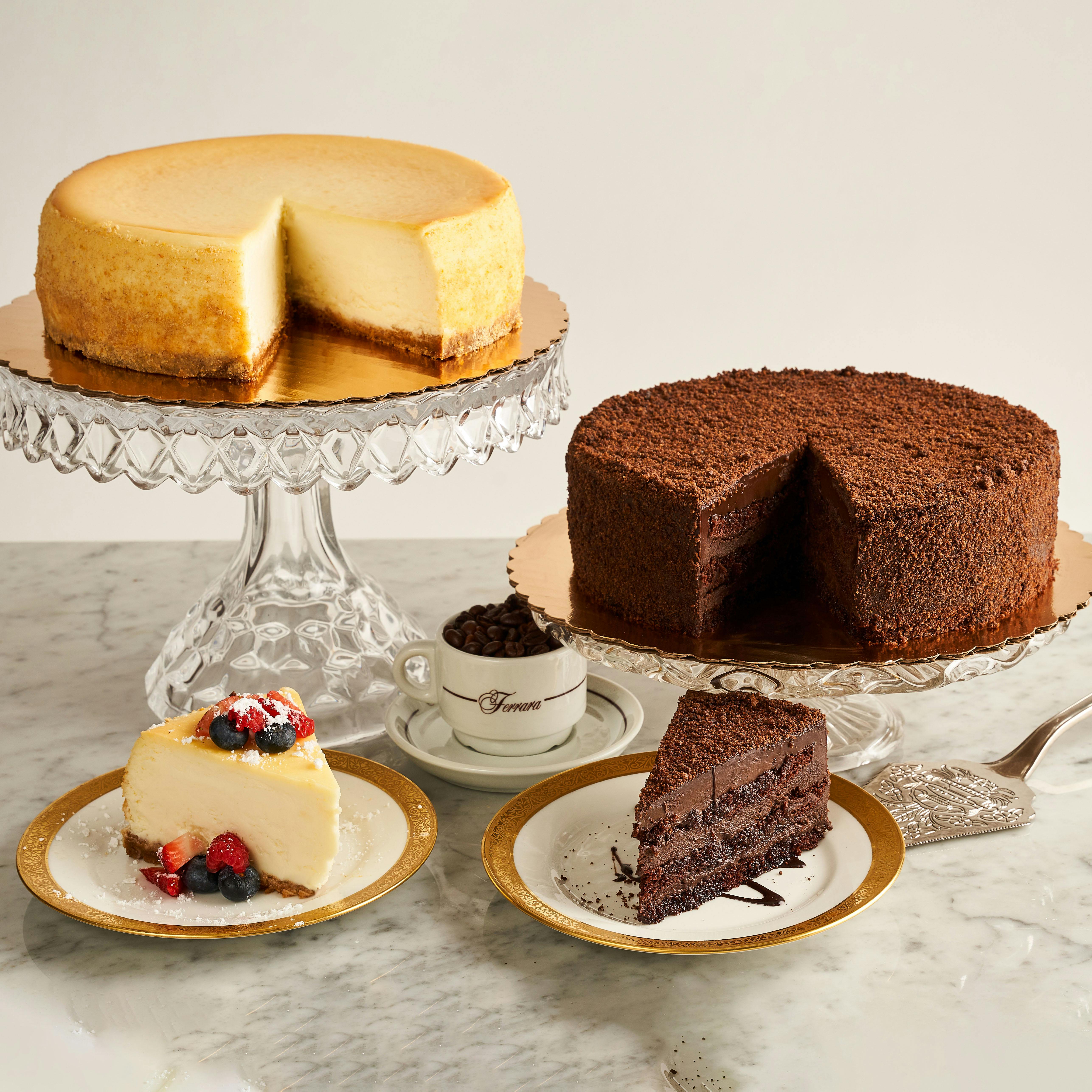 Chocolate Truffle Cake + NY Cheesecake by Ferrara Bakery