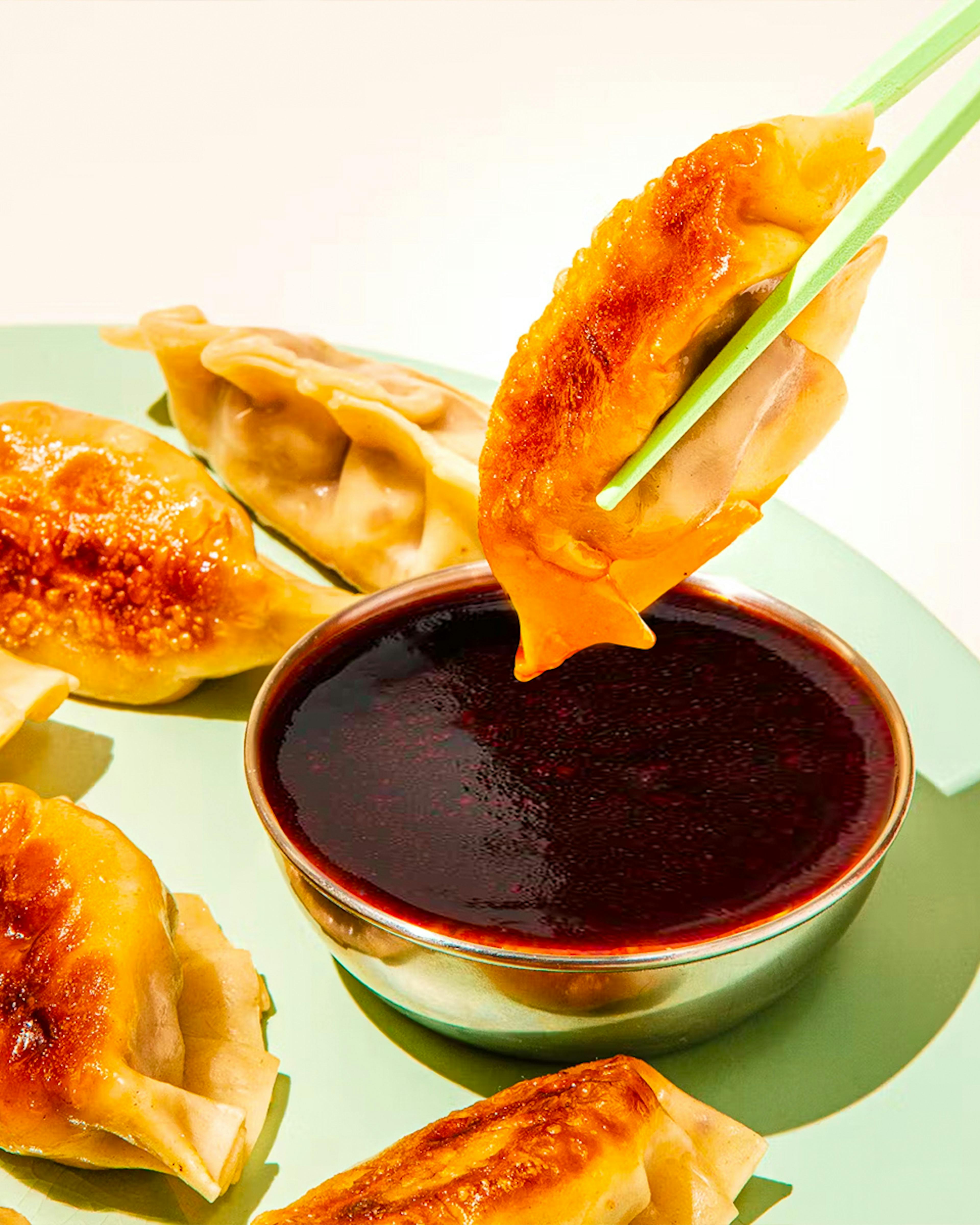 Ginger Pork Potstickers + Dim Sum Dipping Sauce