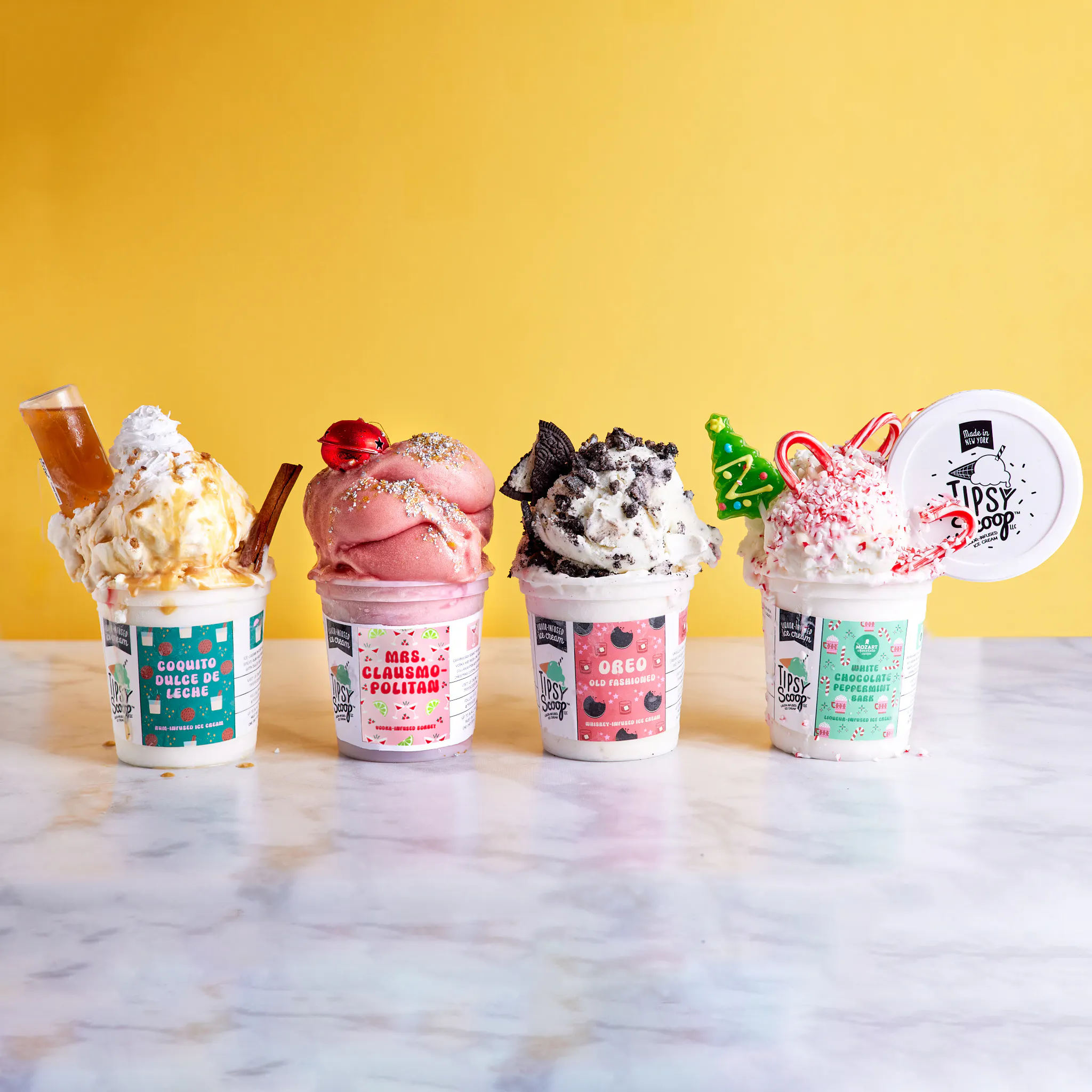 "Holiday Spirits" Boozy Ice Cream - 4 Pints by Tipsy Scoop Boozy Ice Cream