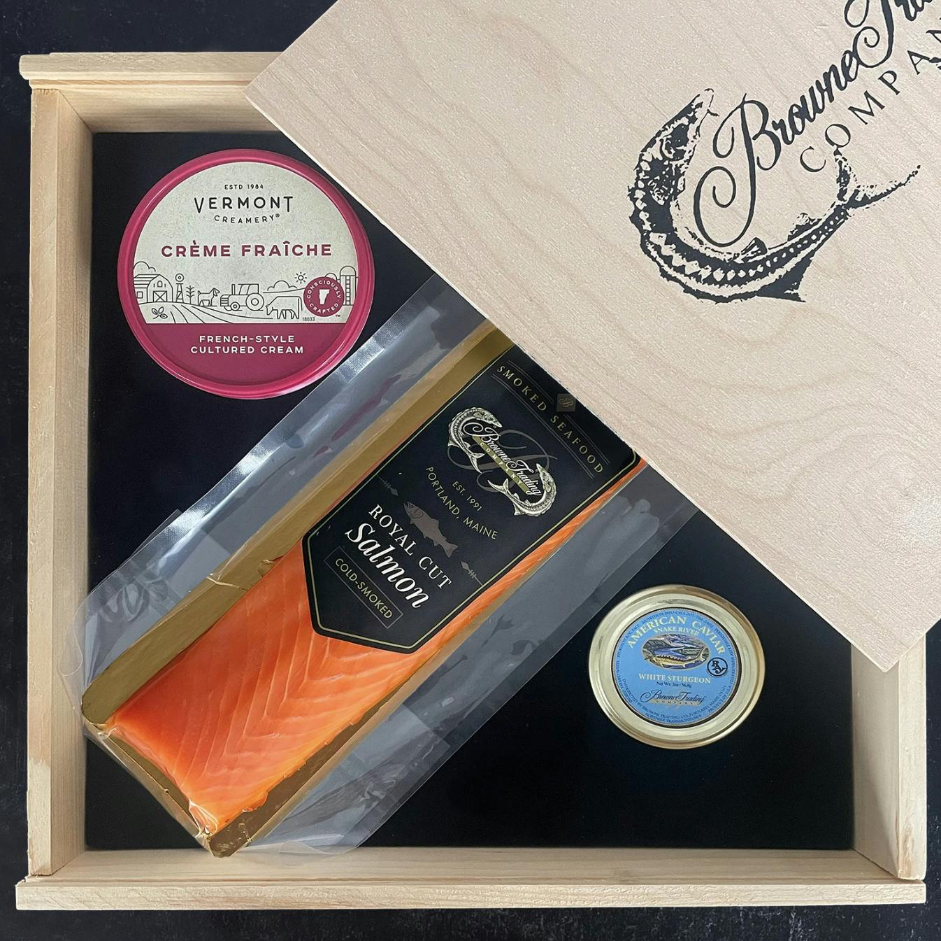 The Deluxe Gourmet Food Gift Box | Caviar, Salmon, Chocolate & Cheese Gift  Set
