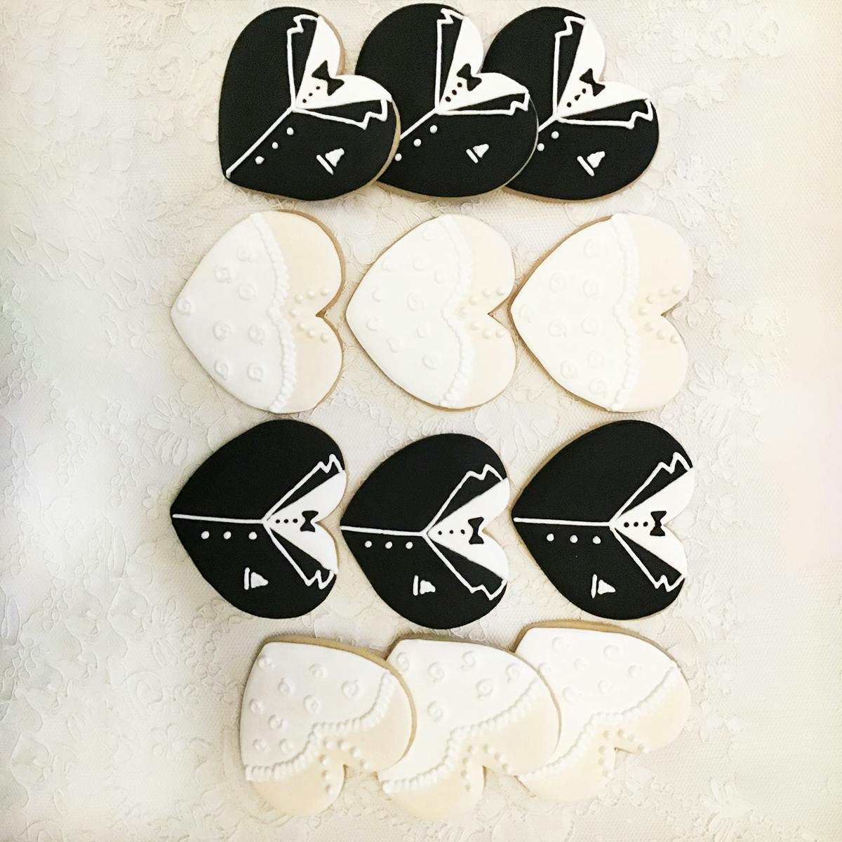 Iced Bride & Groom Cookie Gift Set - 12 Pack by Elegant Desserts