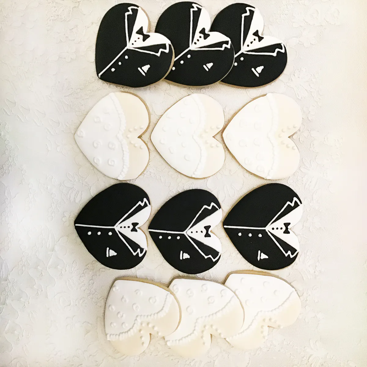 Elegant Desserts - Iced Bride & Groom Cookie Gift Set - 12 Pack