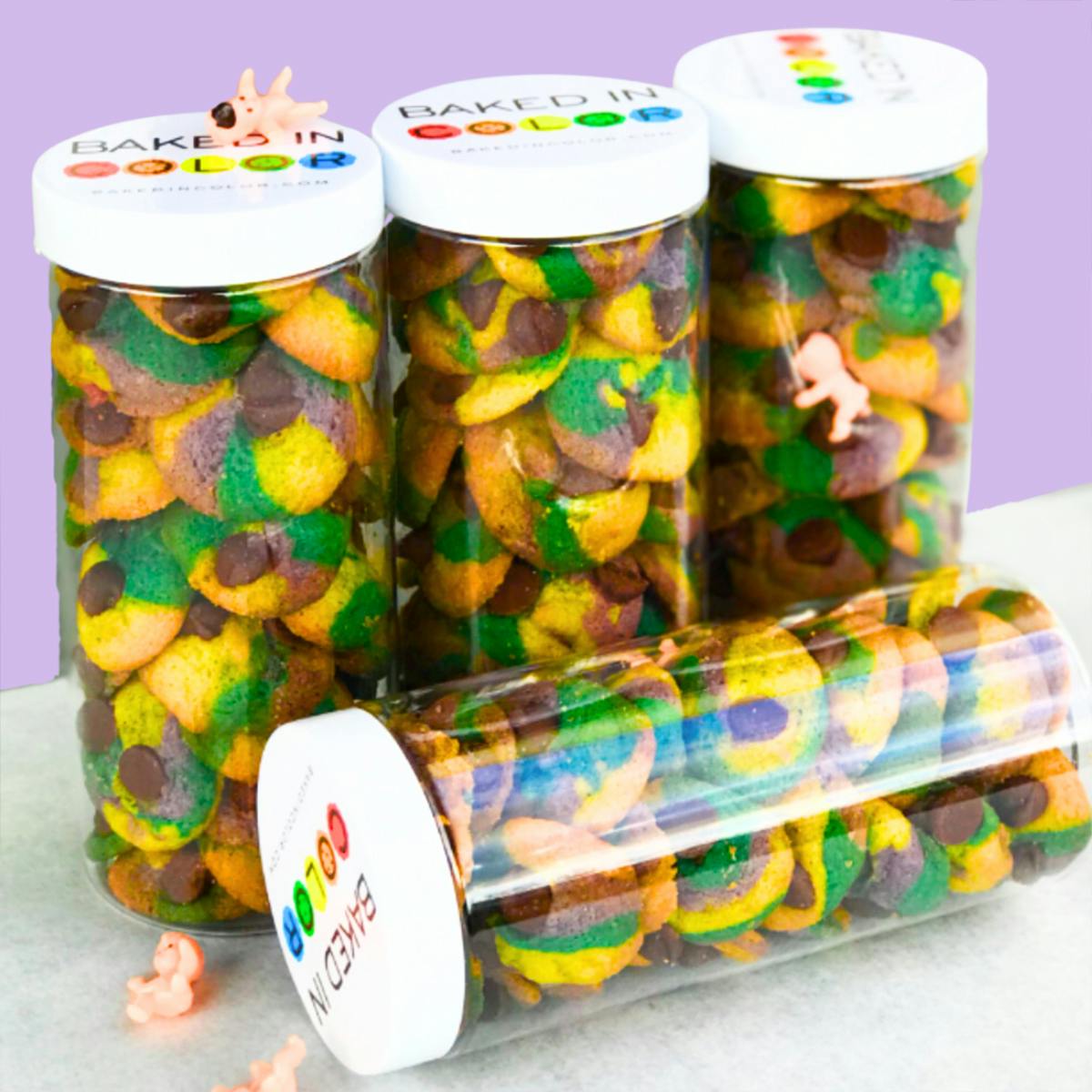 Mini Mardi Gras Chocolate Chip Cookie Gift Tubes - 4 Pack by Baked in Color