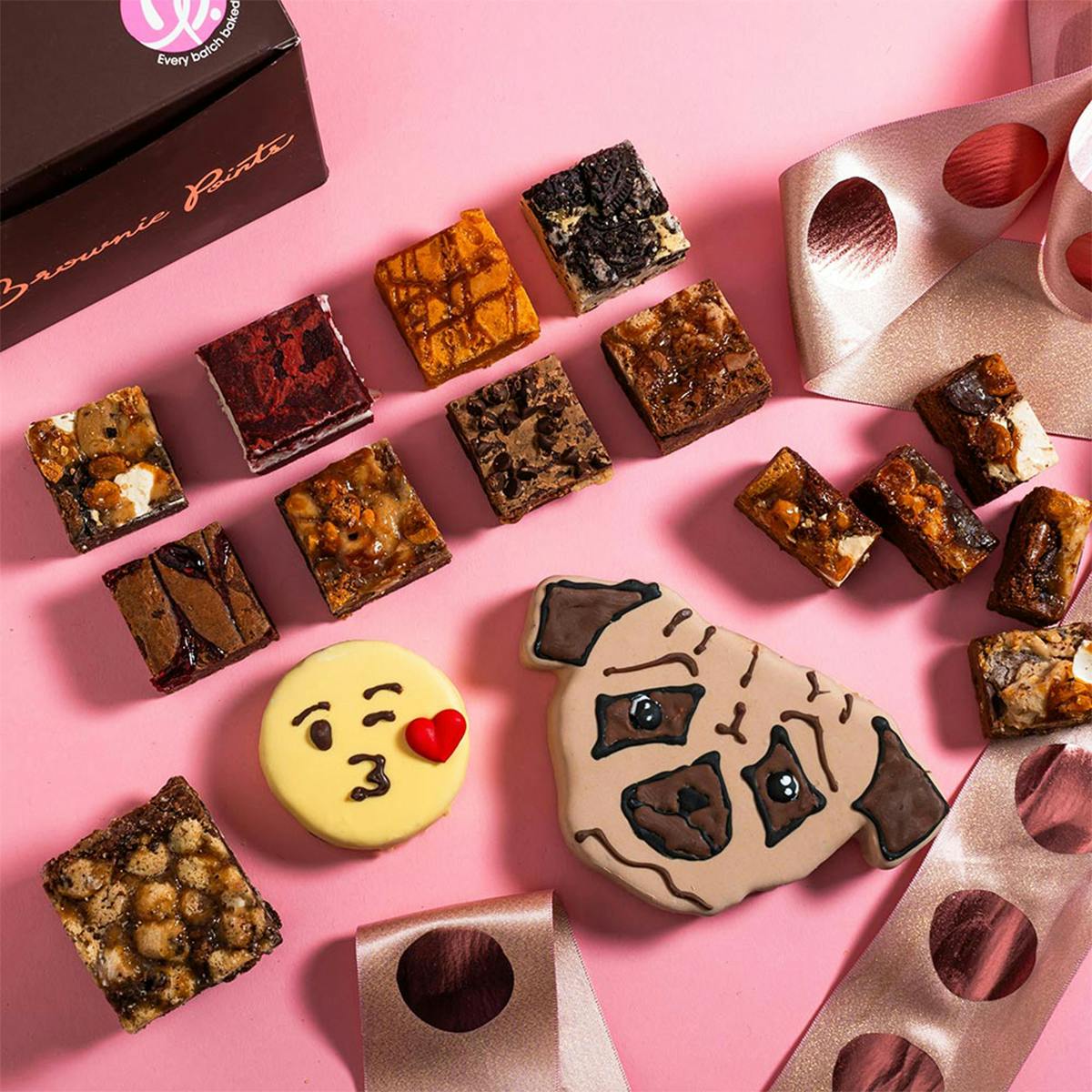 Valentine's Day Pugs & Kisses Brownie Gift Box by Brownie Points