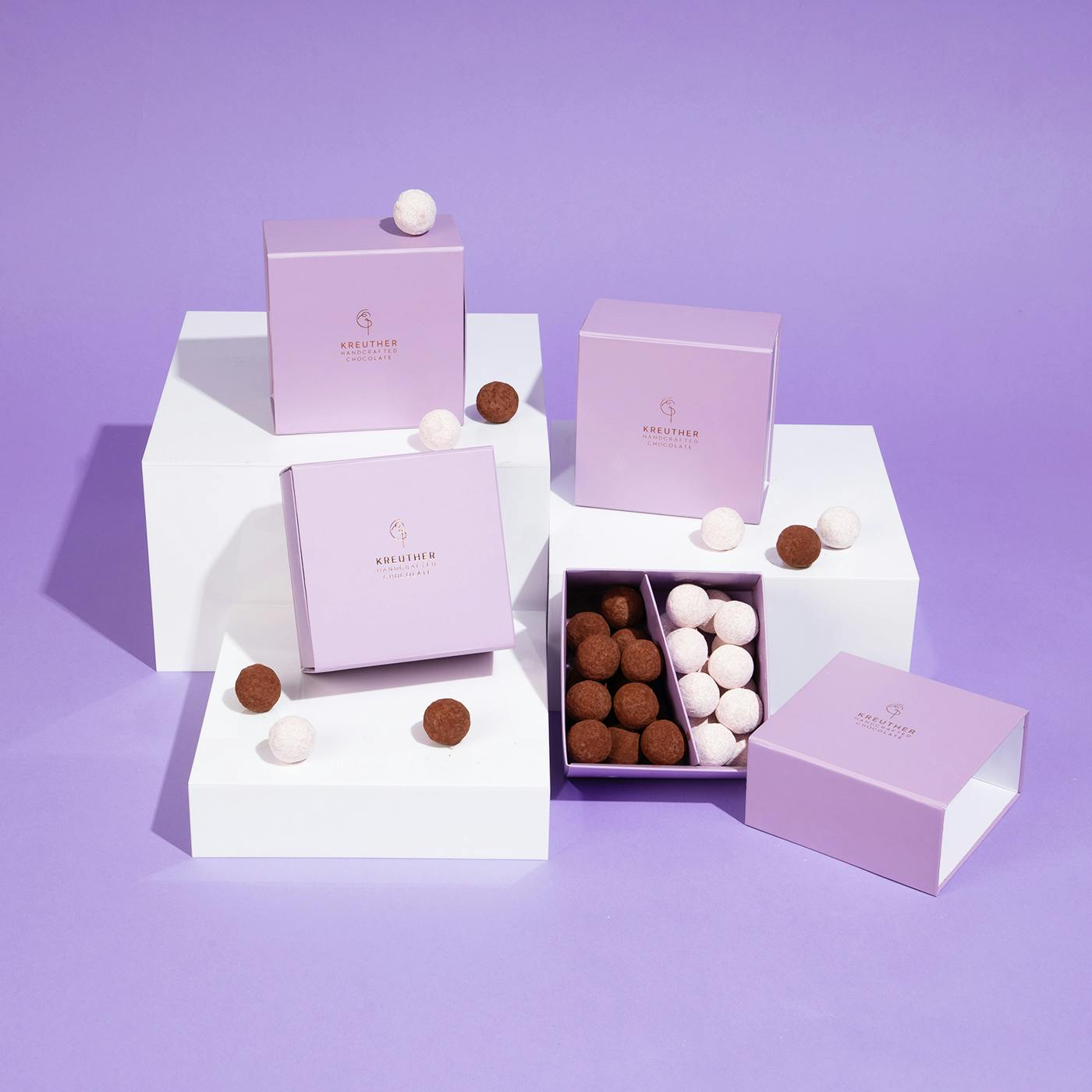 Dark Salted Caramel + White Strawberry Truffles - 30 Pack by Kreuther Handcrafted Chocolate