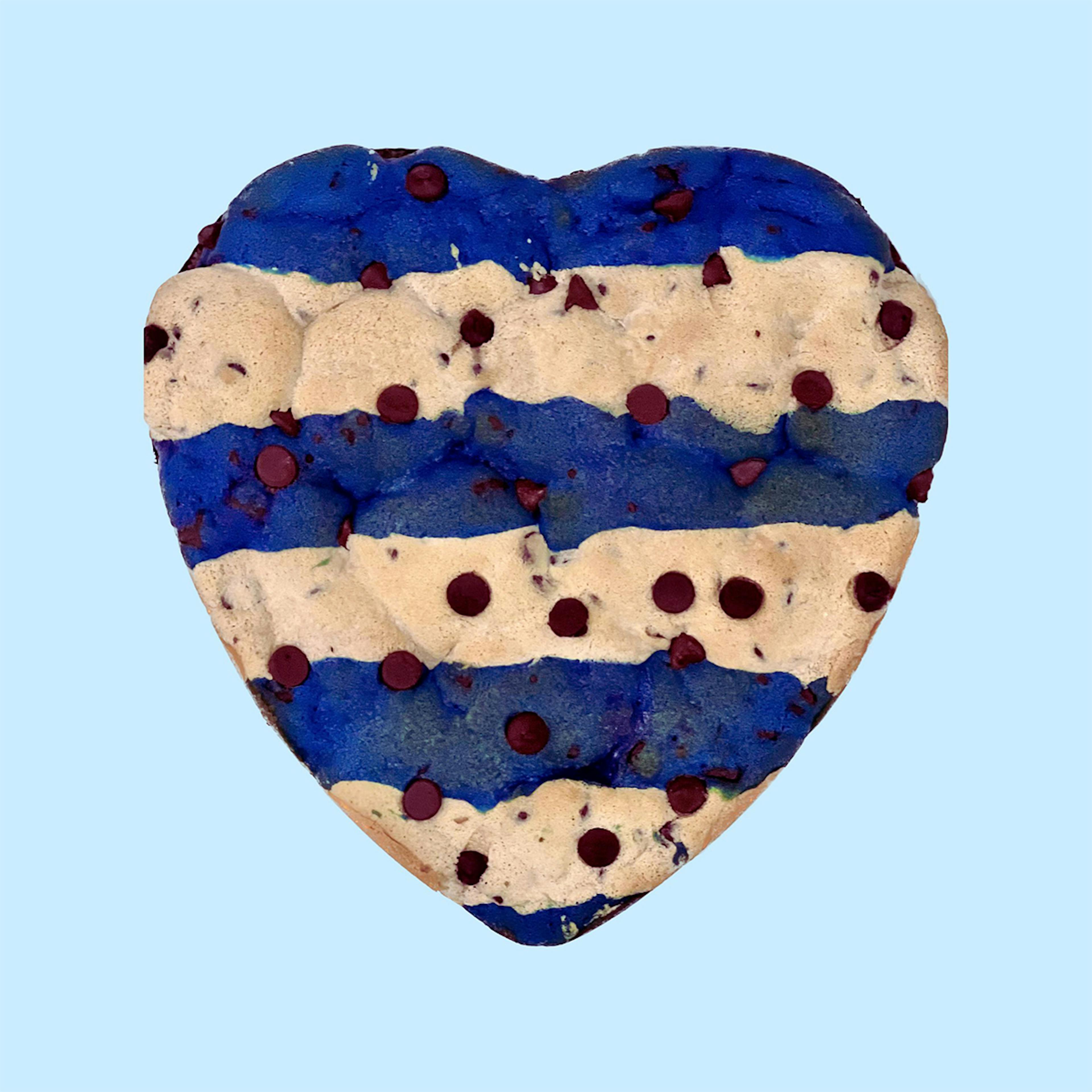 Blue & White Giant Heart Shaped Brownie Oreo Cookie Cake by Baked in Color