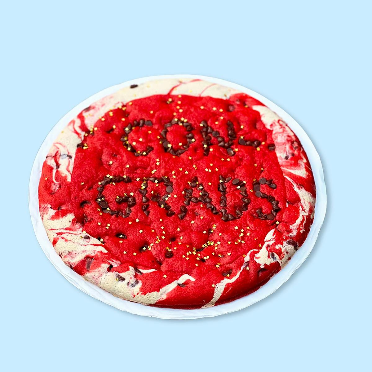 Graduation "Con-Grads" Chocolate Chip Cookie Cake by Baked in Color