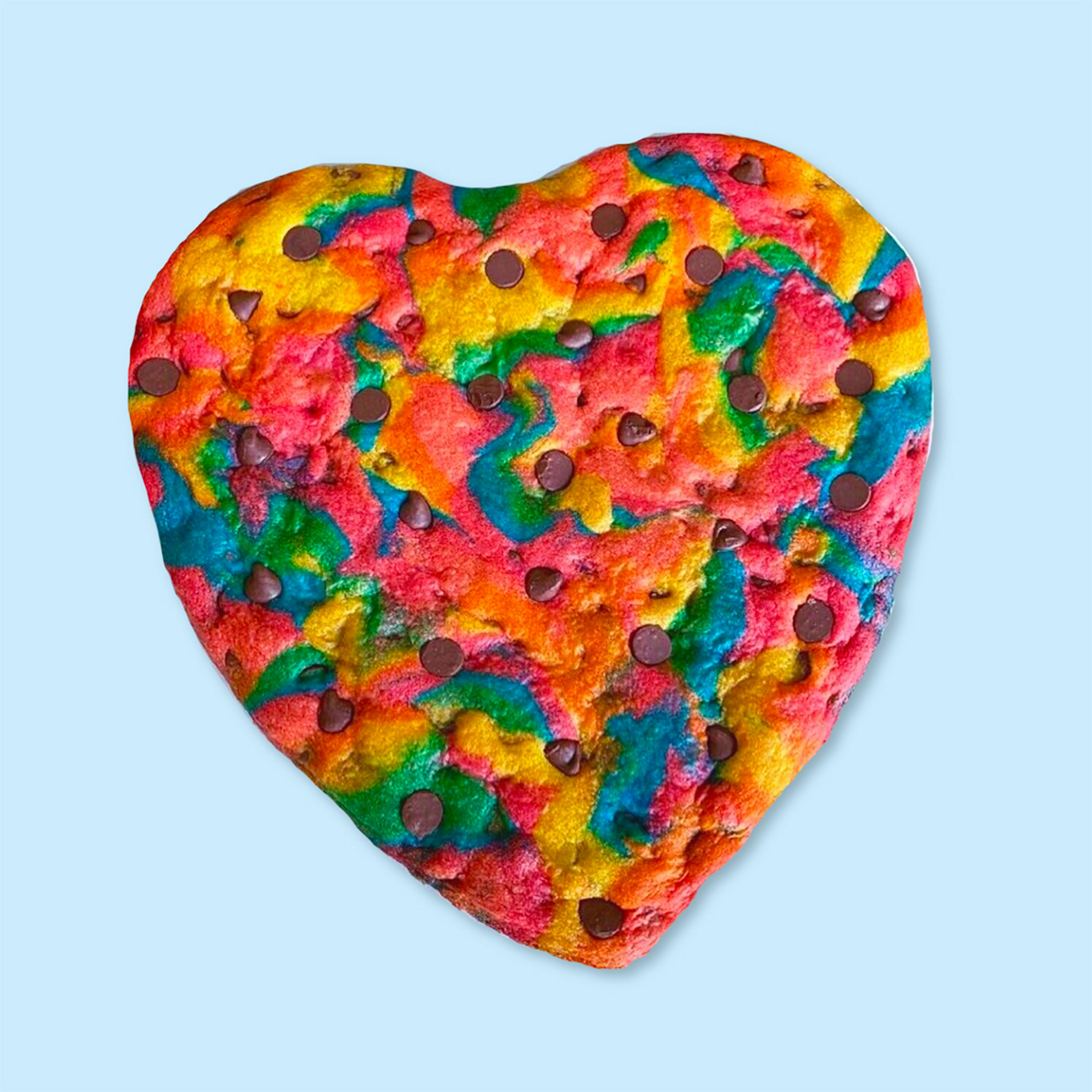 Rainbow Heart Shaped Cookie Cake by Baked in Color