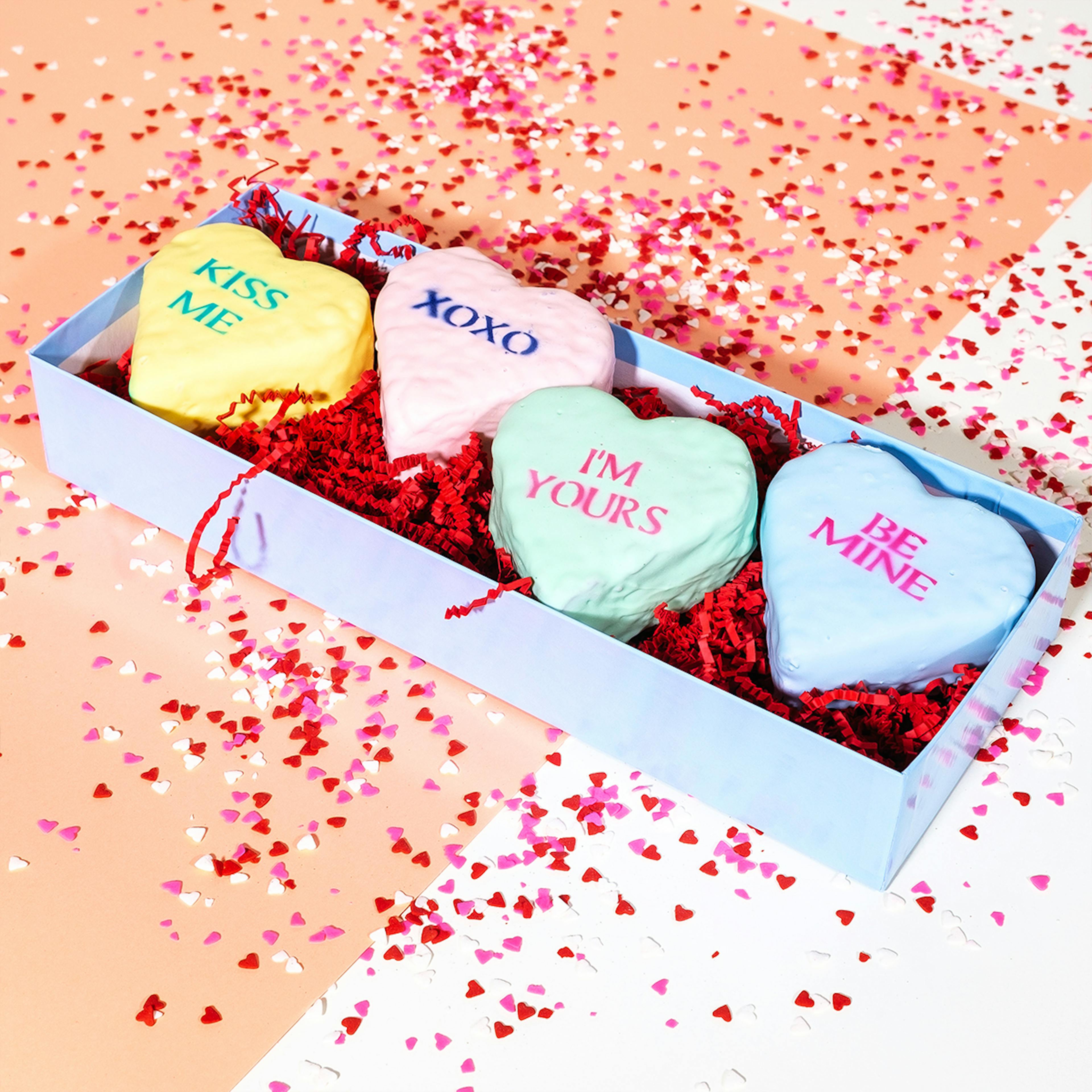 Hand-Dipped Jumbo Rice Krispie Treat Valentine Hearts - 4 Pack by Treat House