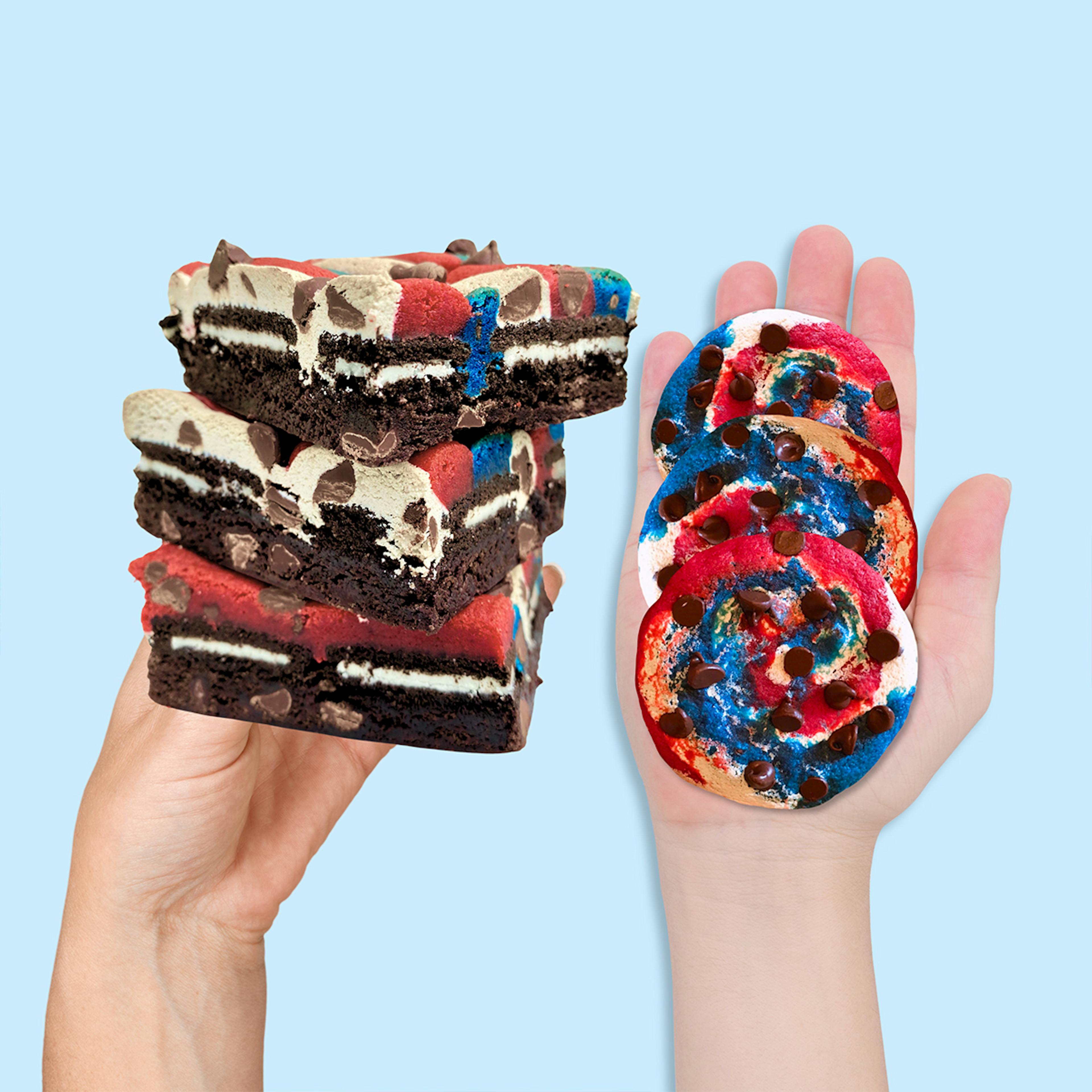 Red, White, & Blue Oreo Brookie + Cookie Combo - 16 Pack by Baked in Color