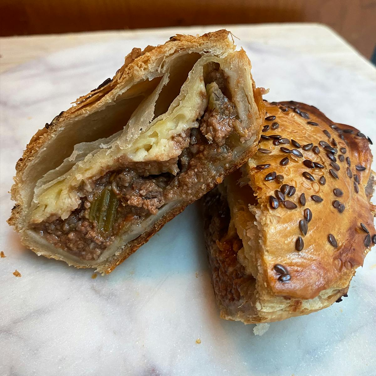 Father's Day Beef, Onion & Cheddar Cheese Pies - 6 Pack by Bourke Street Bakery - Alternate image 1