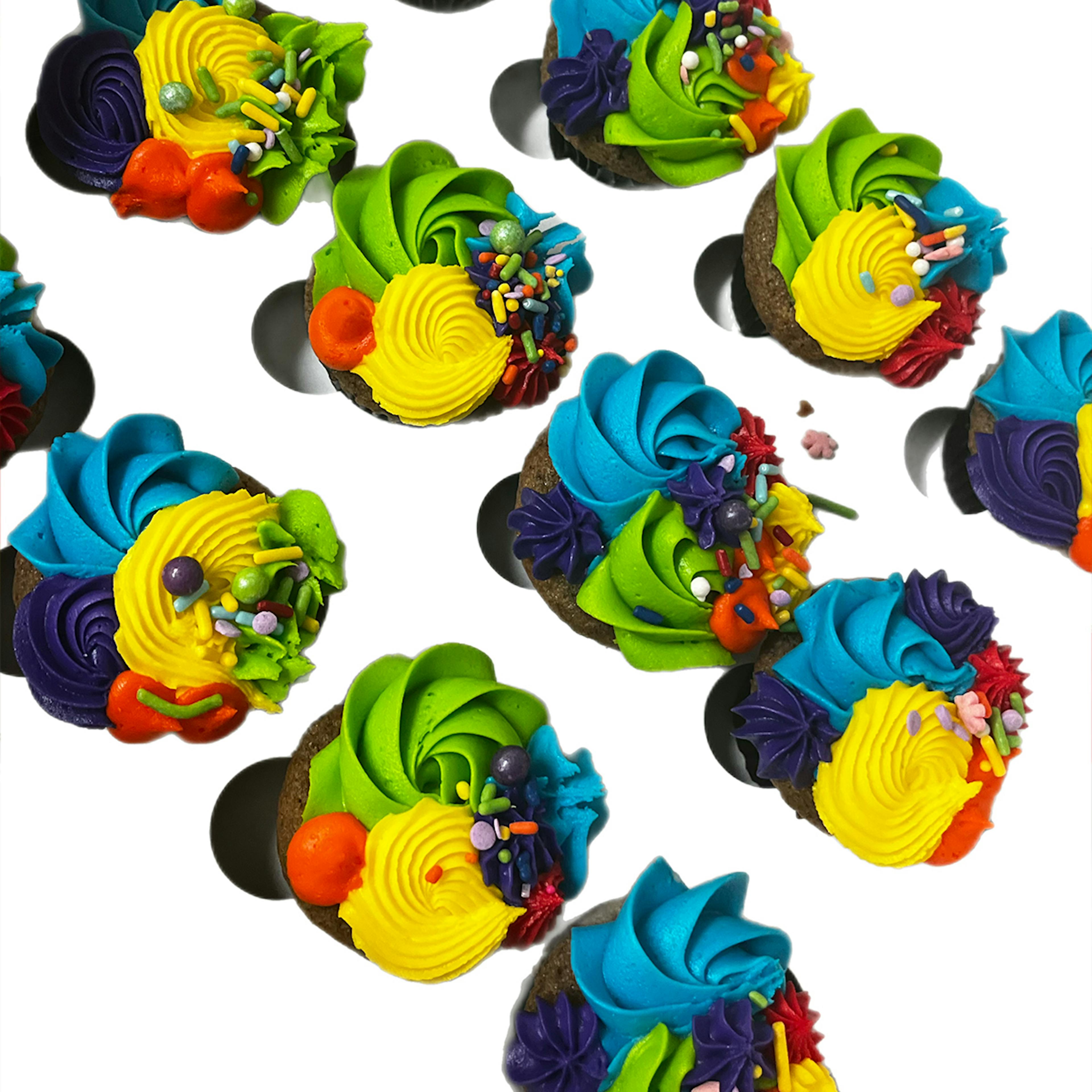 Rainbow Mini Cupcakes - 1 Dozen by Misha's Cupcakes